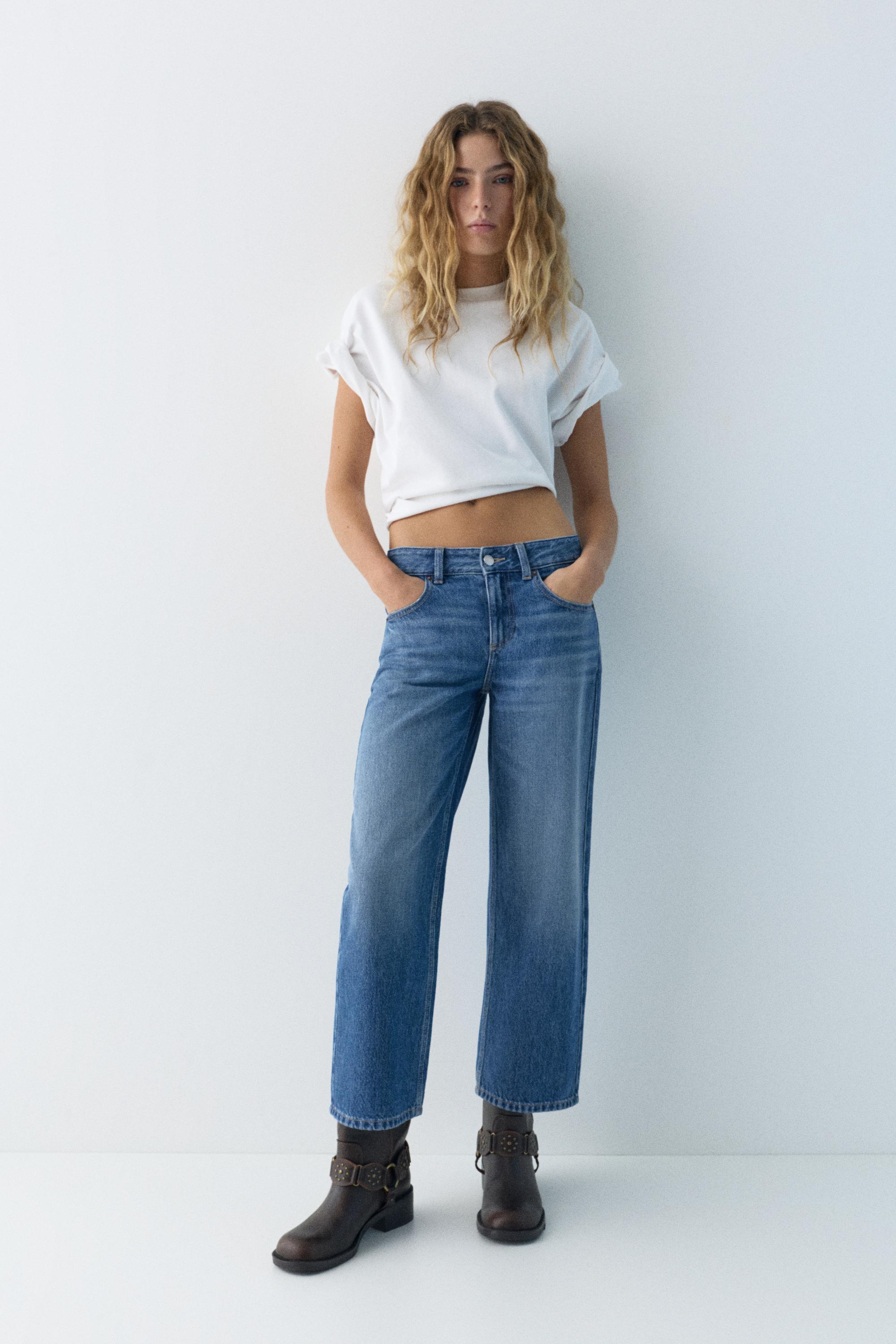 Low-rise culottes jeans — Medium blue