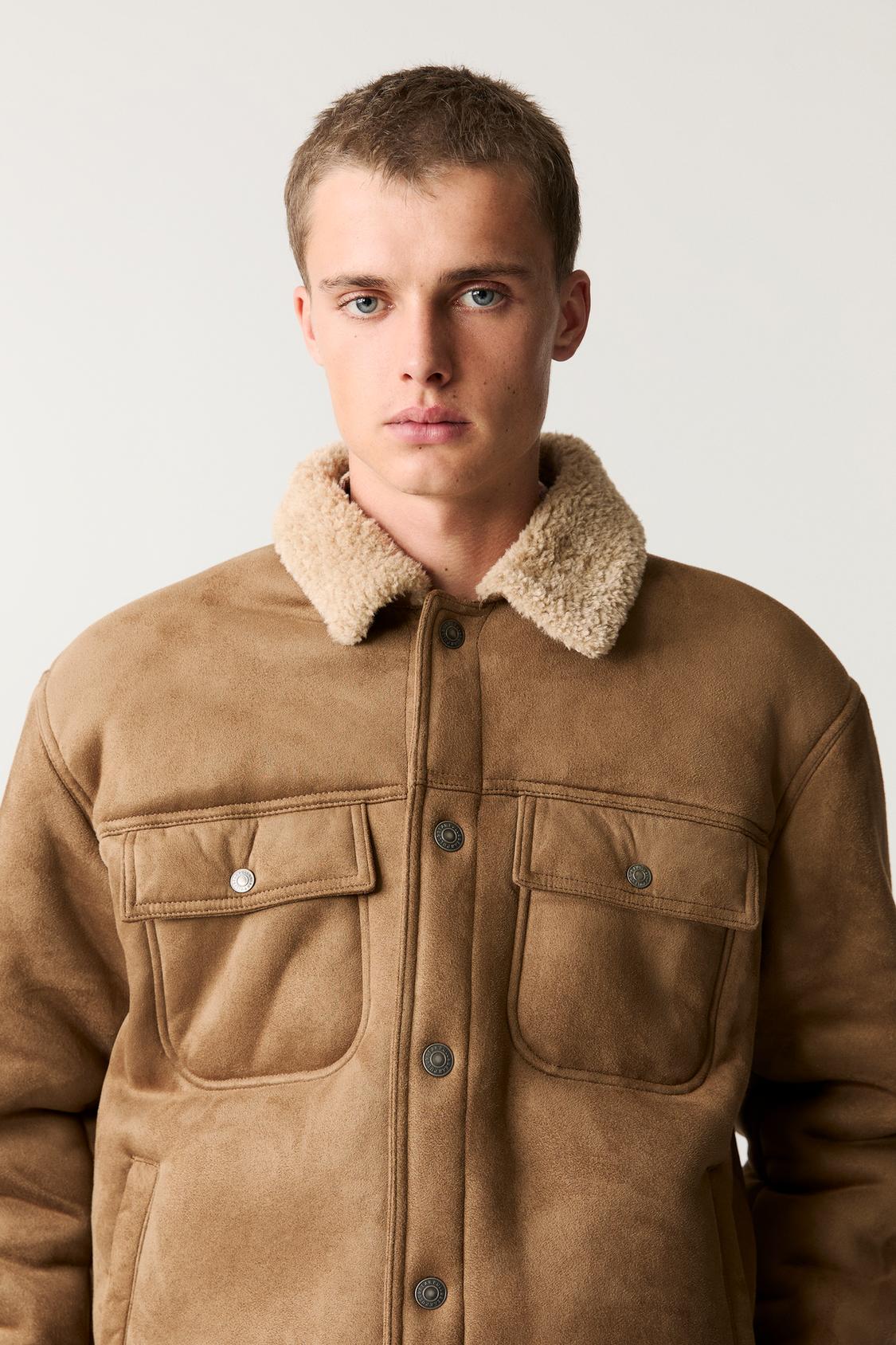 Shearling Collar Giubbino Pull And Bear Sherpa Jacket Pull And
