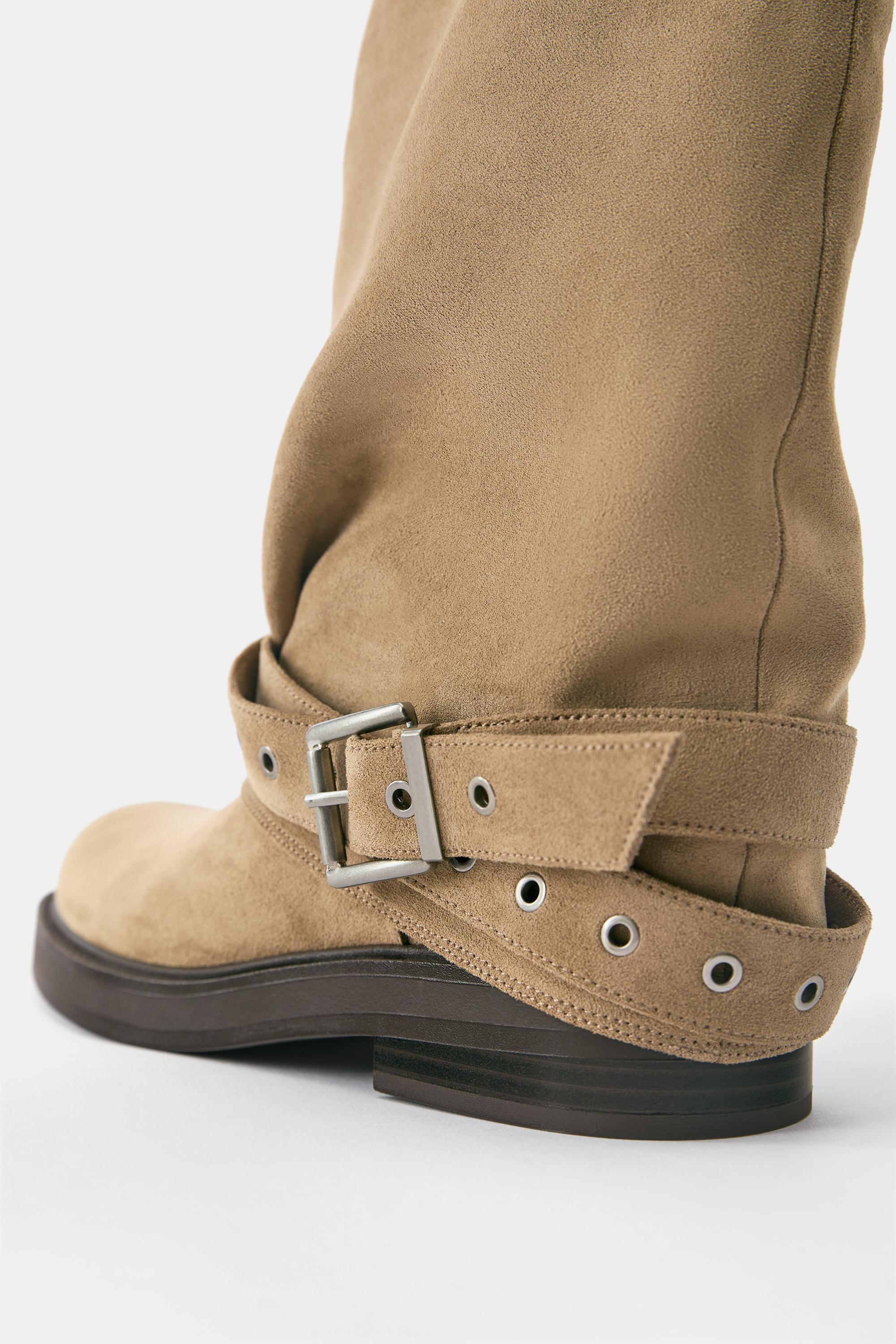 Flat footed leggings boots with buckle — Brown (alternate view)