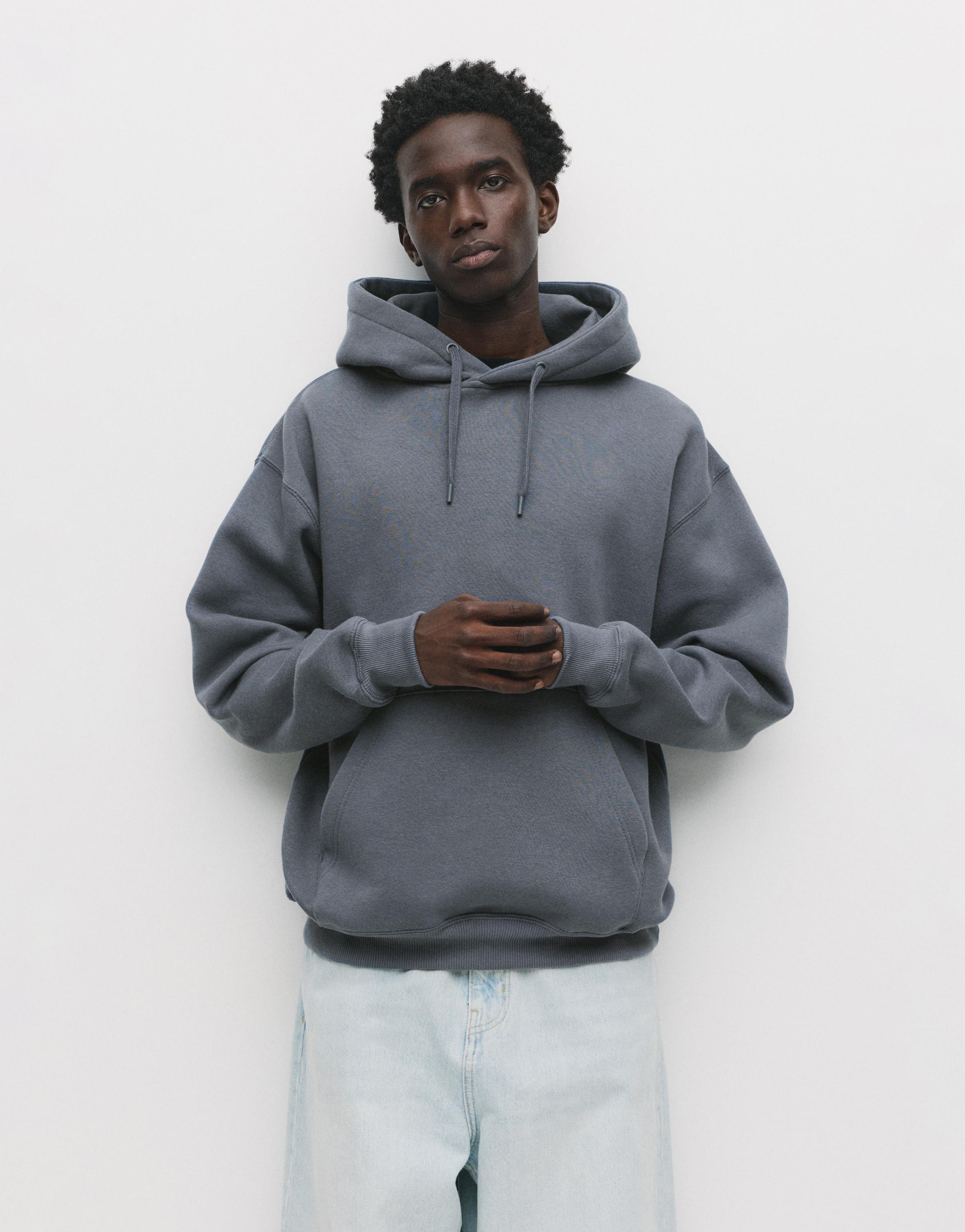 Basic kapüşonlu sweatshirt - Görsel 7