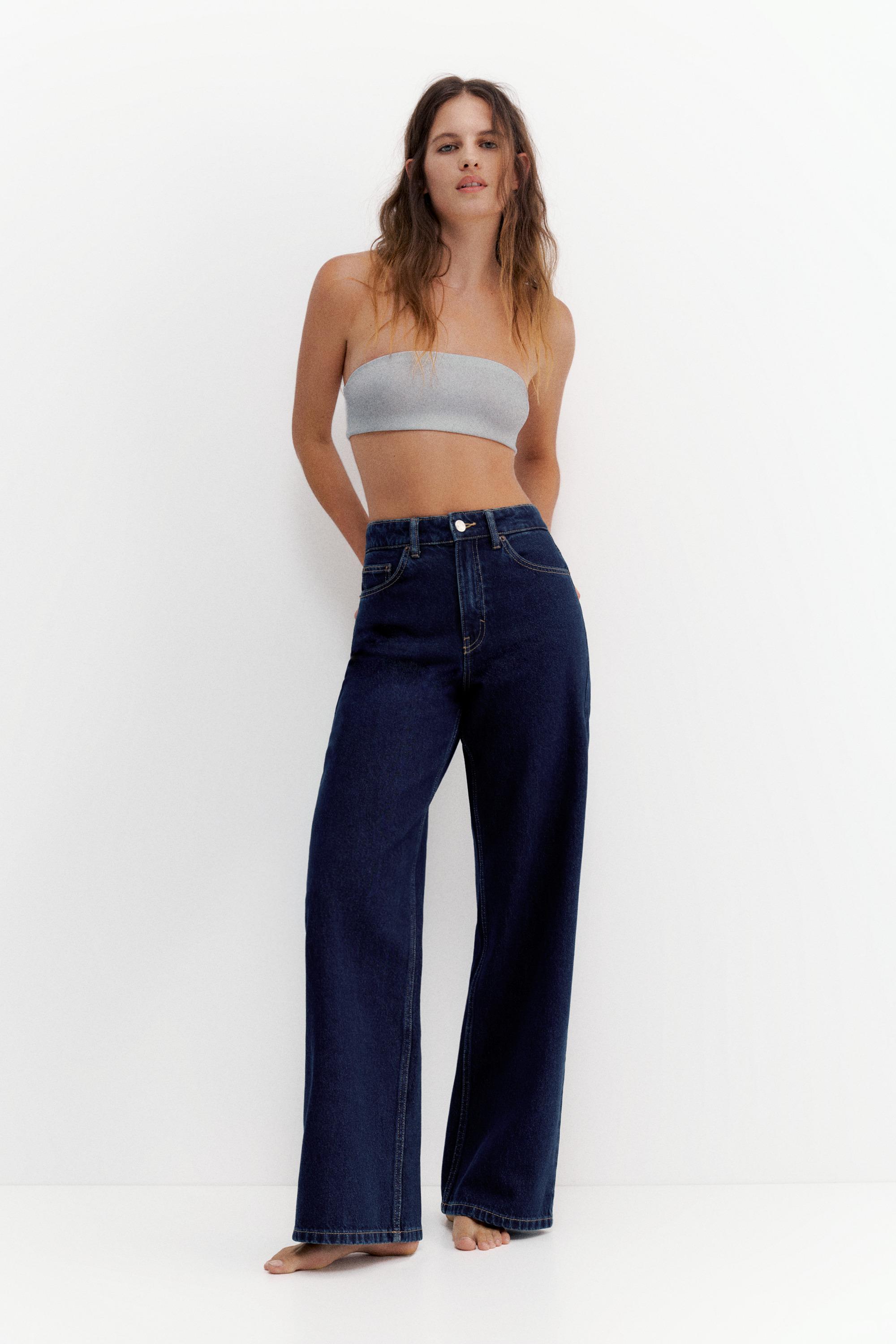 High-waist wide-leg jeans — Navy