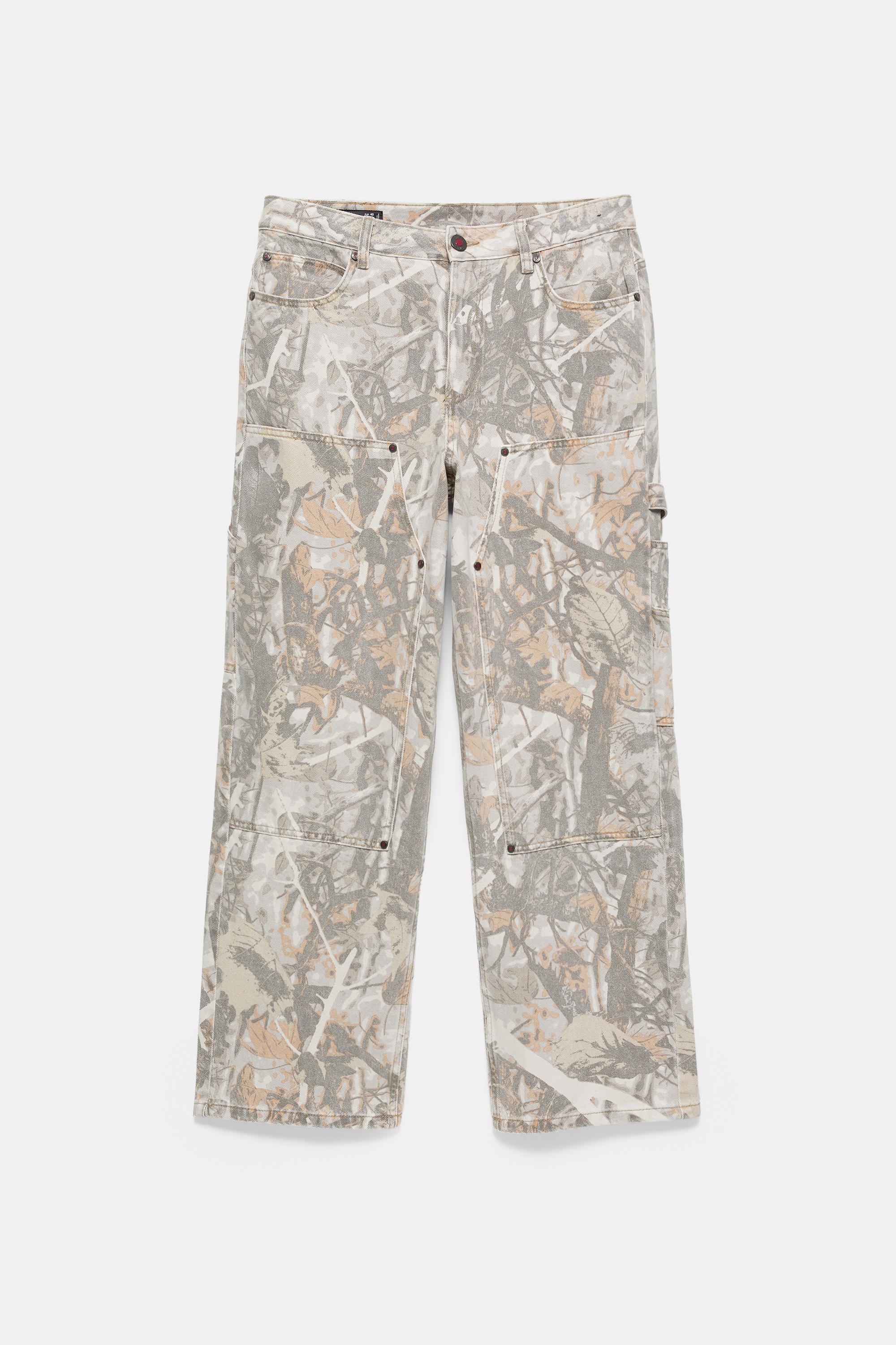 Printed worker trousers — Ecru/Black