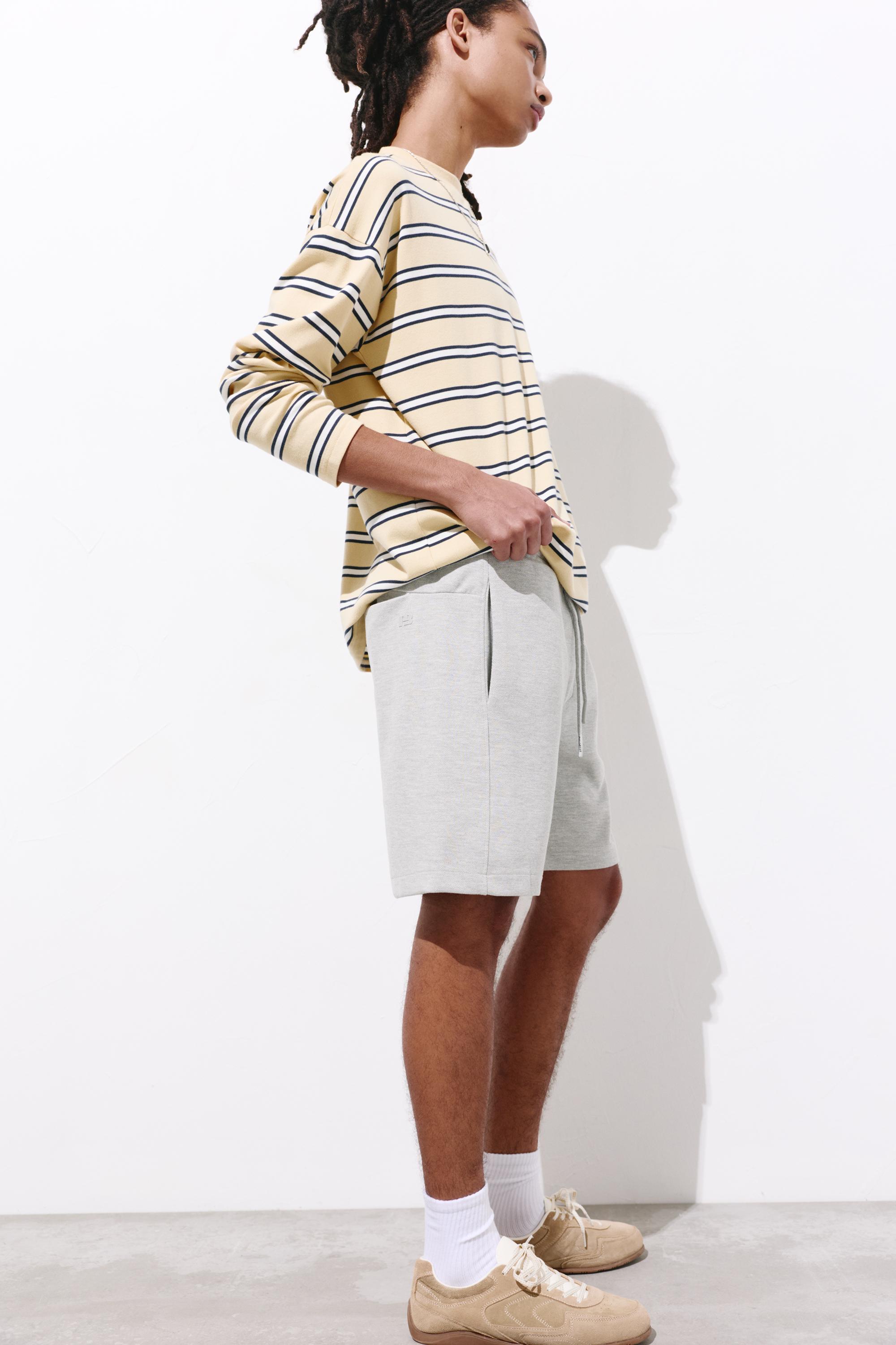 Piqué jogger Bermuda shorts — Grey marl