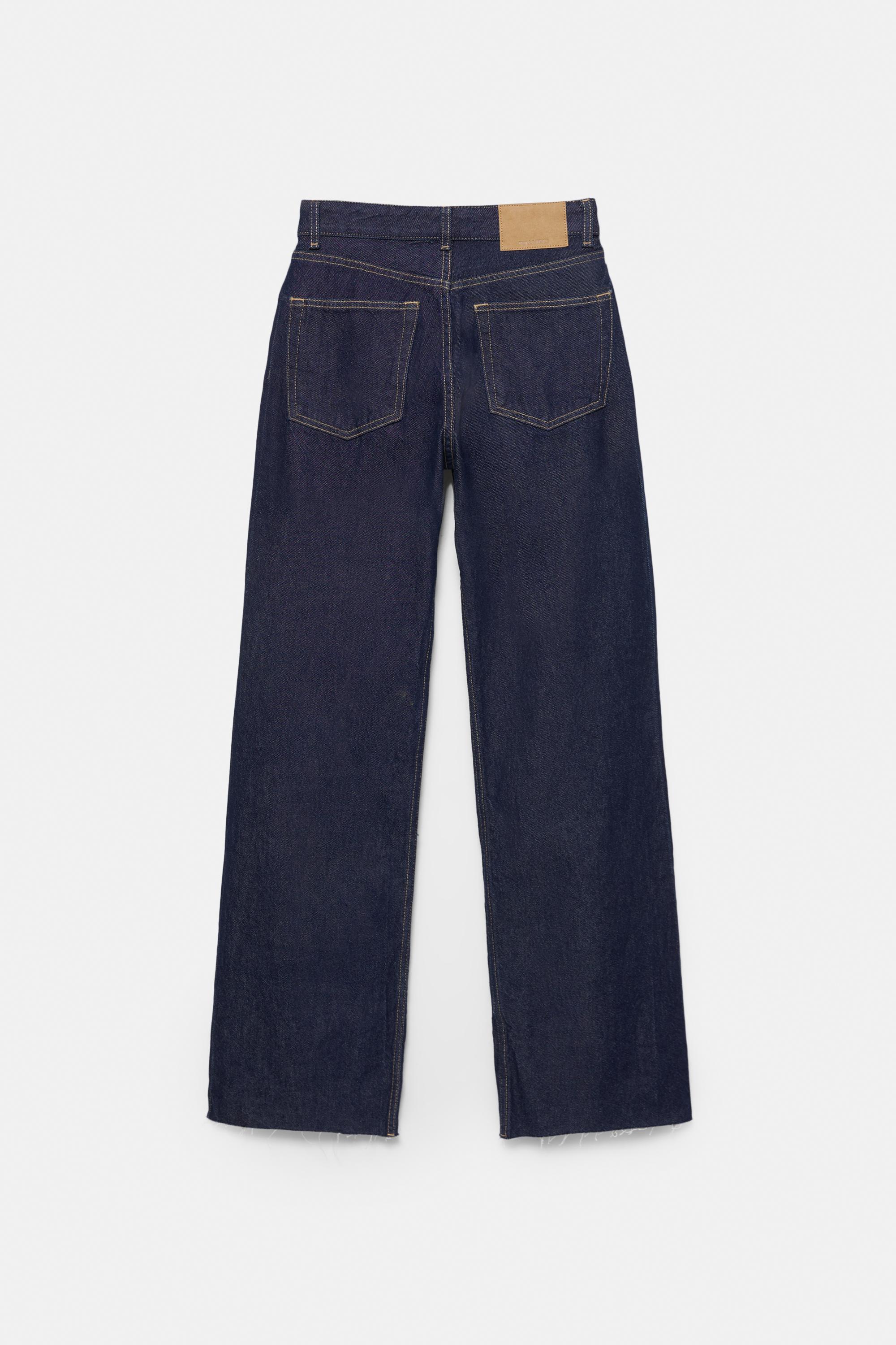 High-waist wide straight-leg jeans — Ink blue