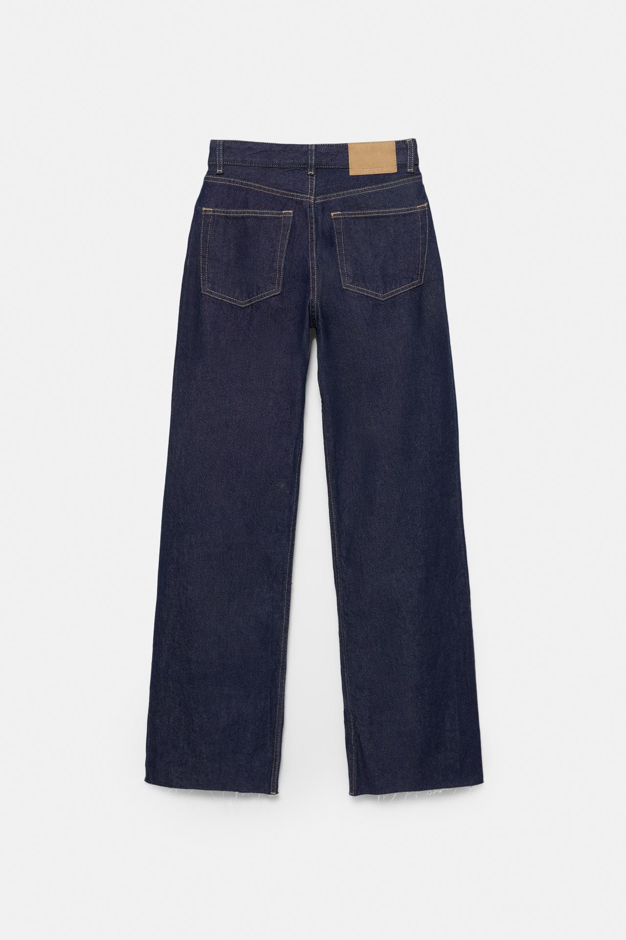 High-waist wide straight-leg jeans — Ink blue