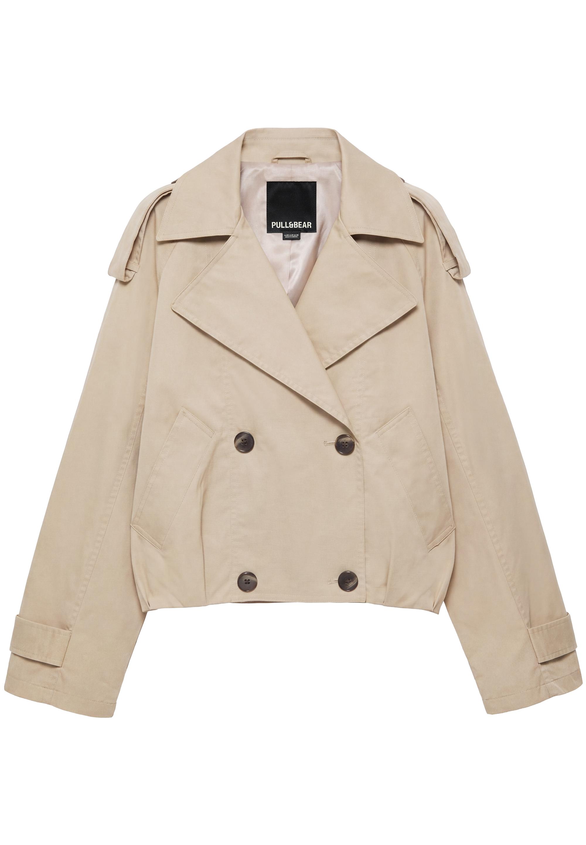 Balloon-fit short trench coat — Sand