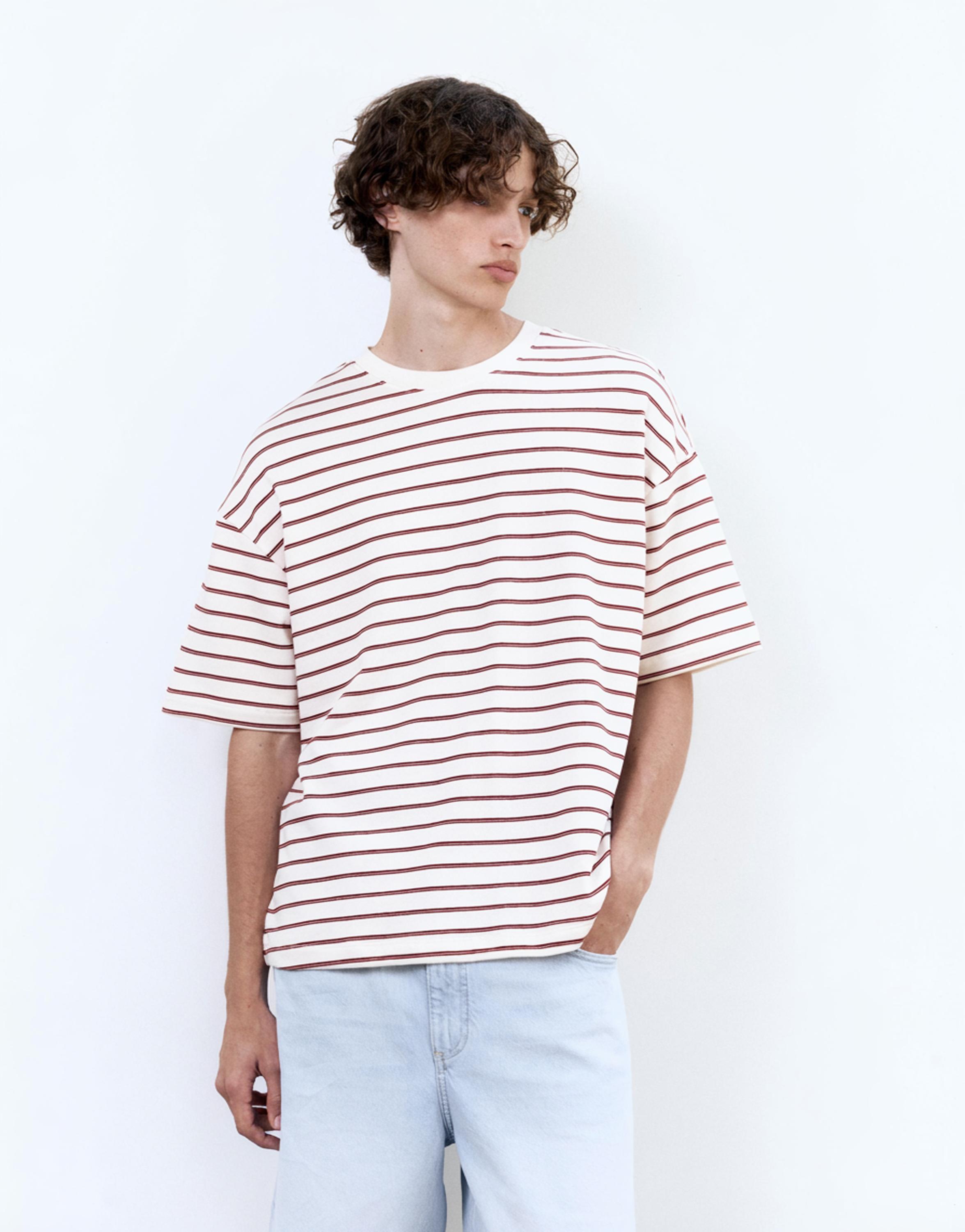 Striped boxy-fit T-shirt — Off white