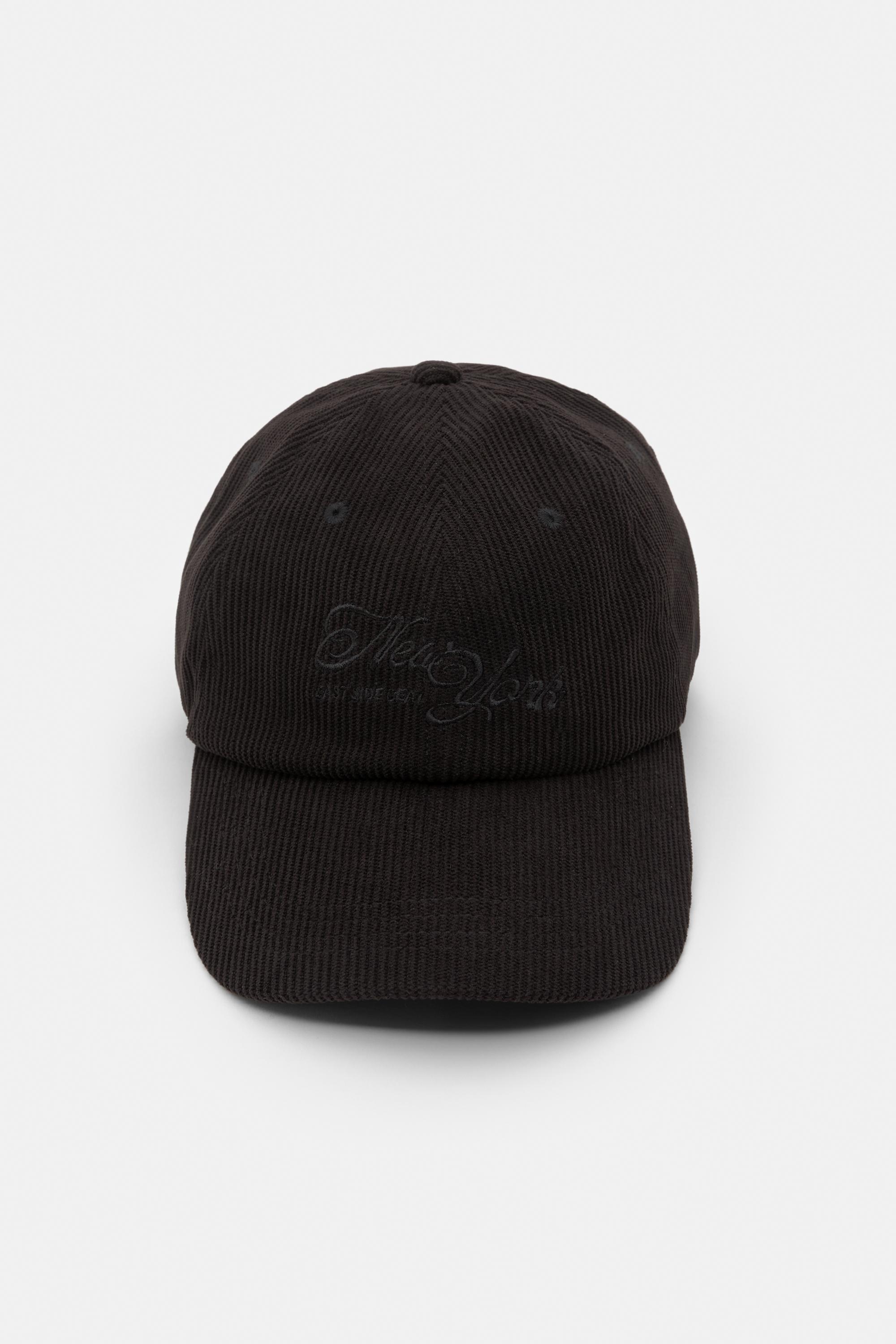 Cappellino Nero In Velluto A Coste