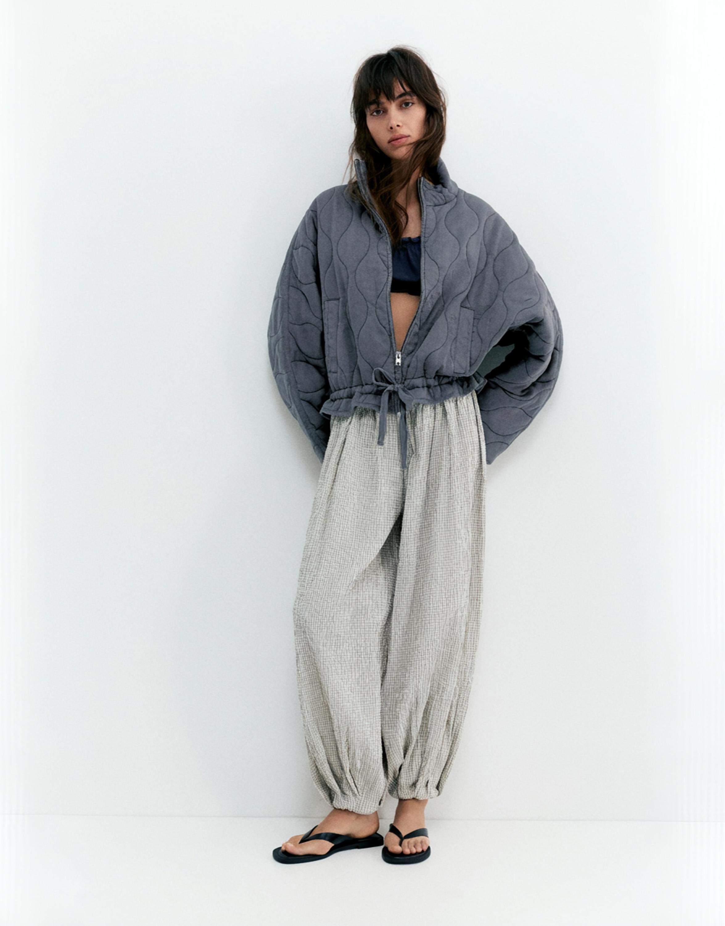 Dik yaka şişme mont - Görsel 16