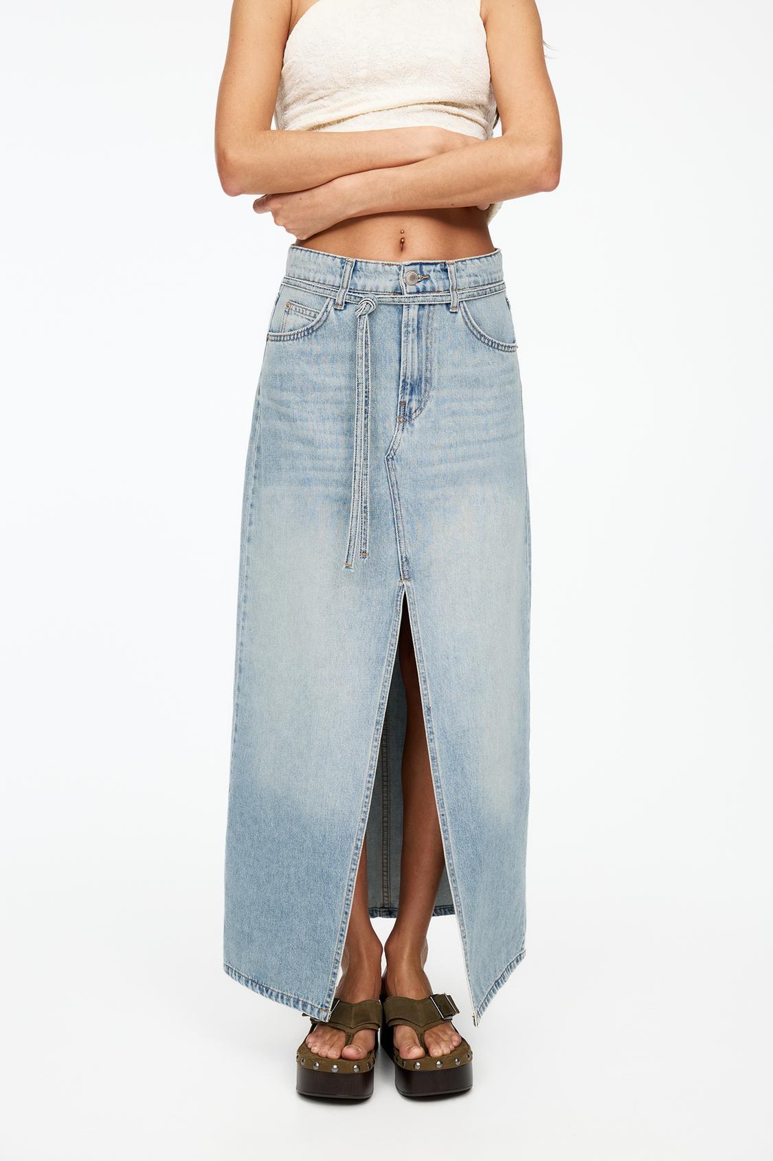 Denim Jupe Longue Blanche H&m Jupe En Jean Longue Jupe Midi En