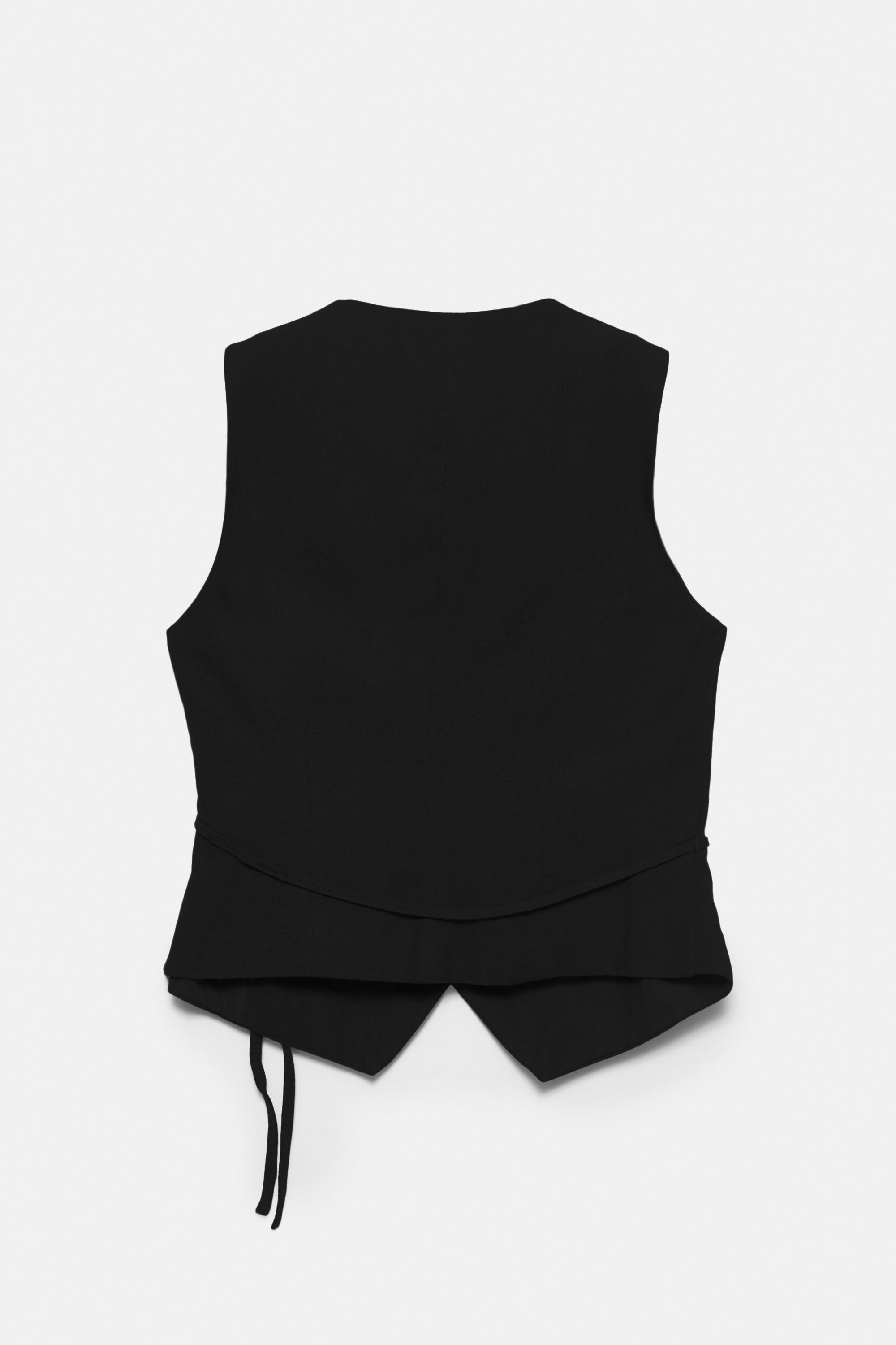 Rustic linen-blend waistcoat — Black