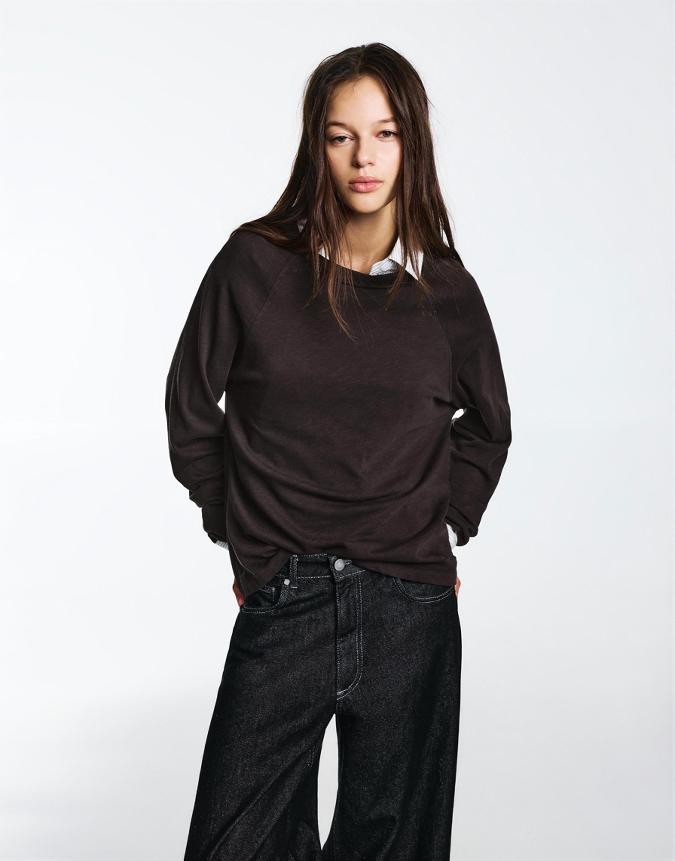 Uzun kollu reglan kesim t-shirt - Görsel 88