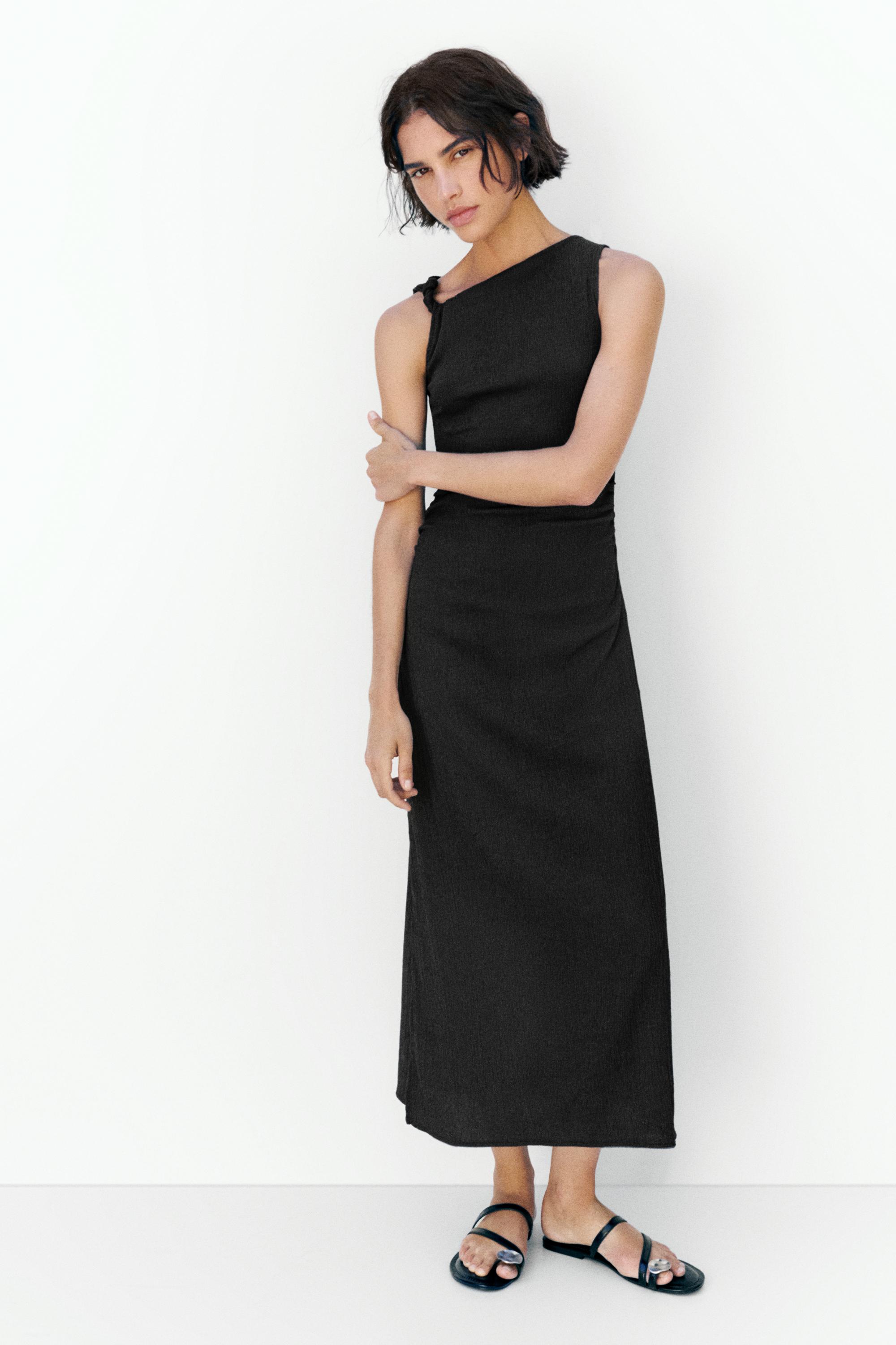 Gathered knot midi dress — Anthracite grey
