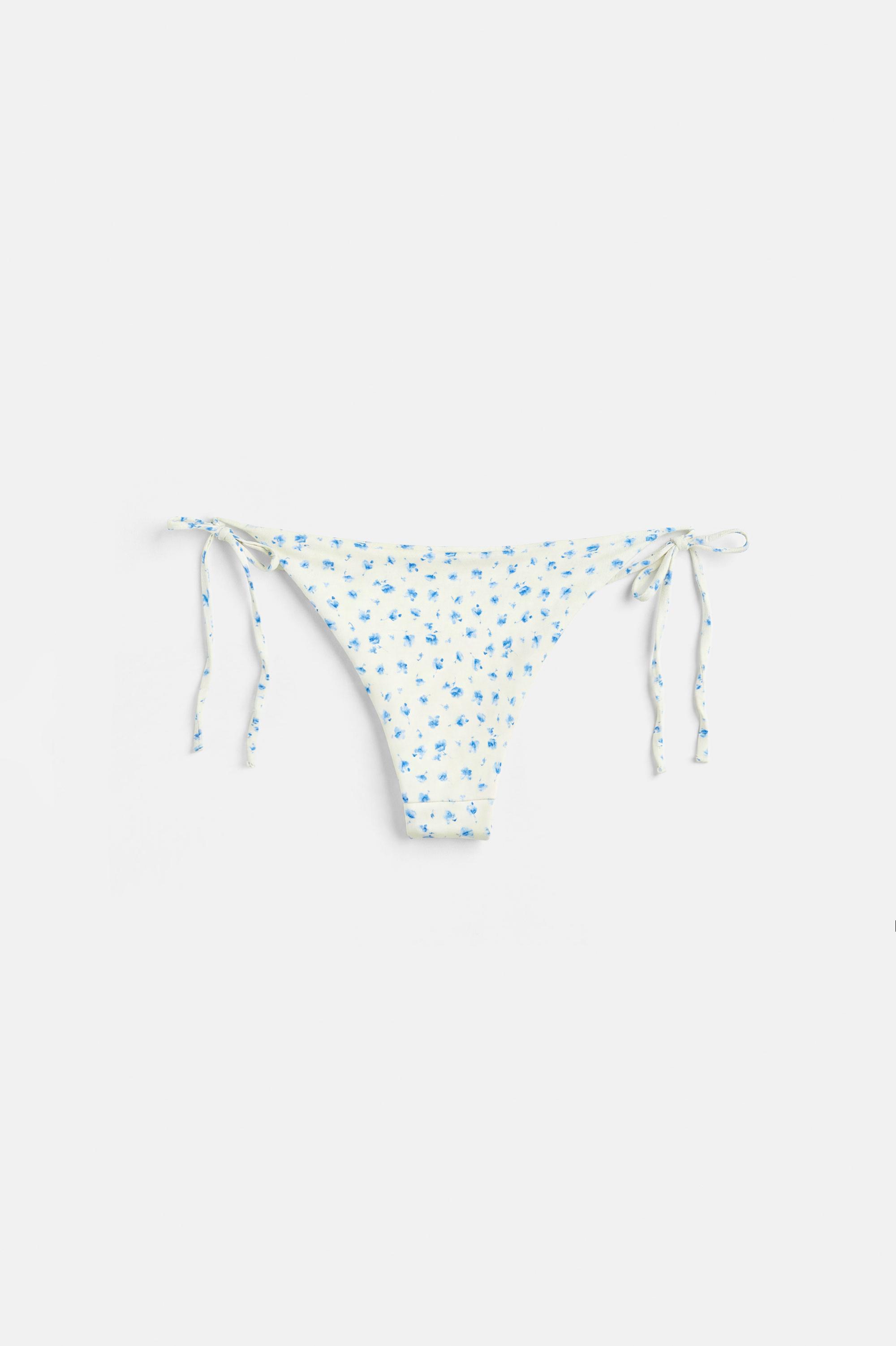 Floral bikini bottoms with ties — Pastel yellow