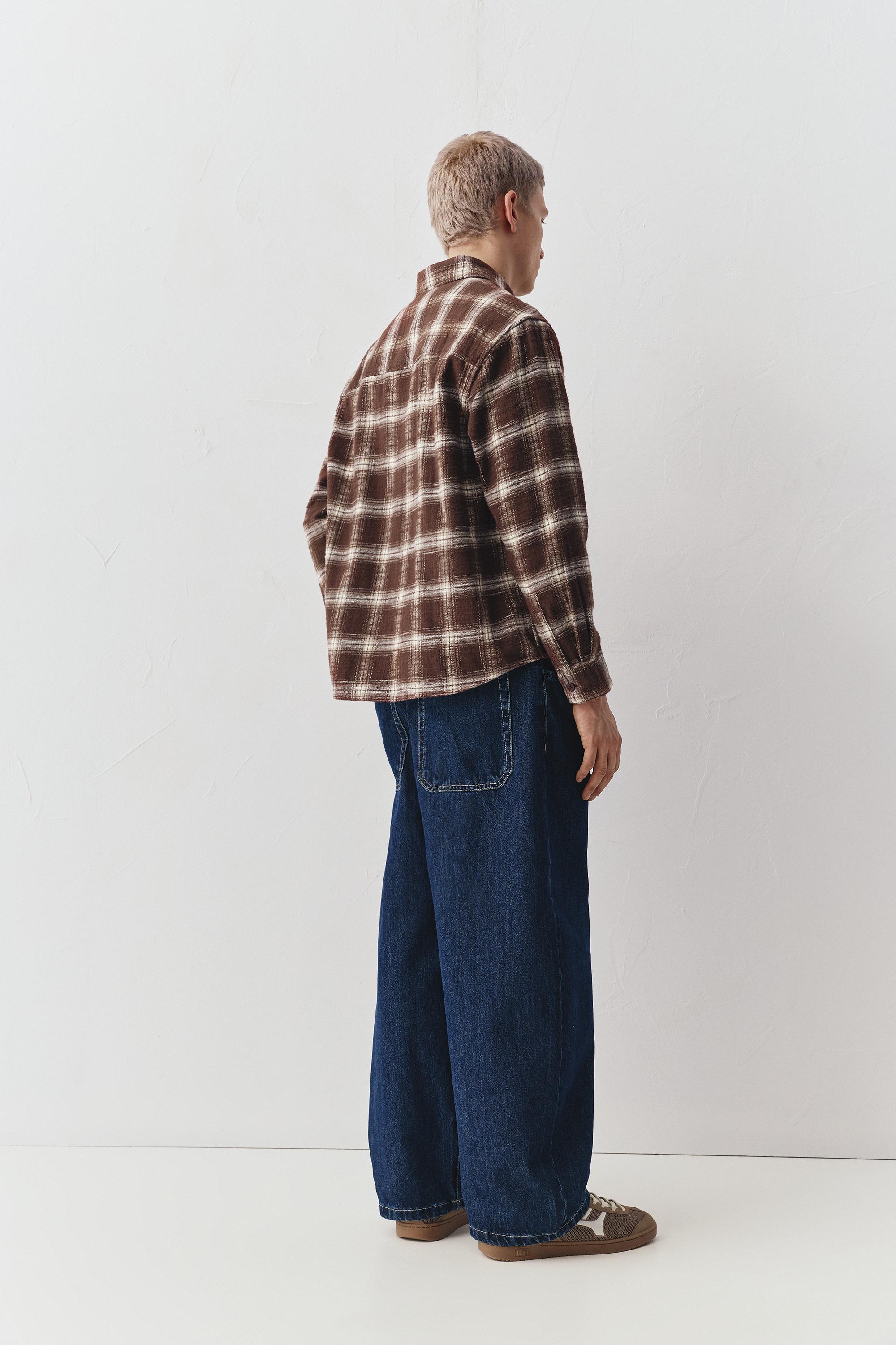 Long sleeve check shirt — Brown
