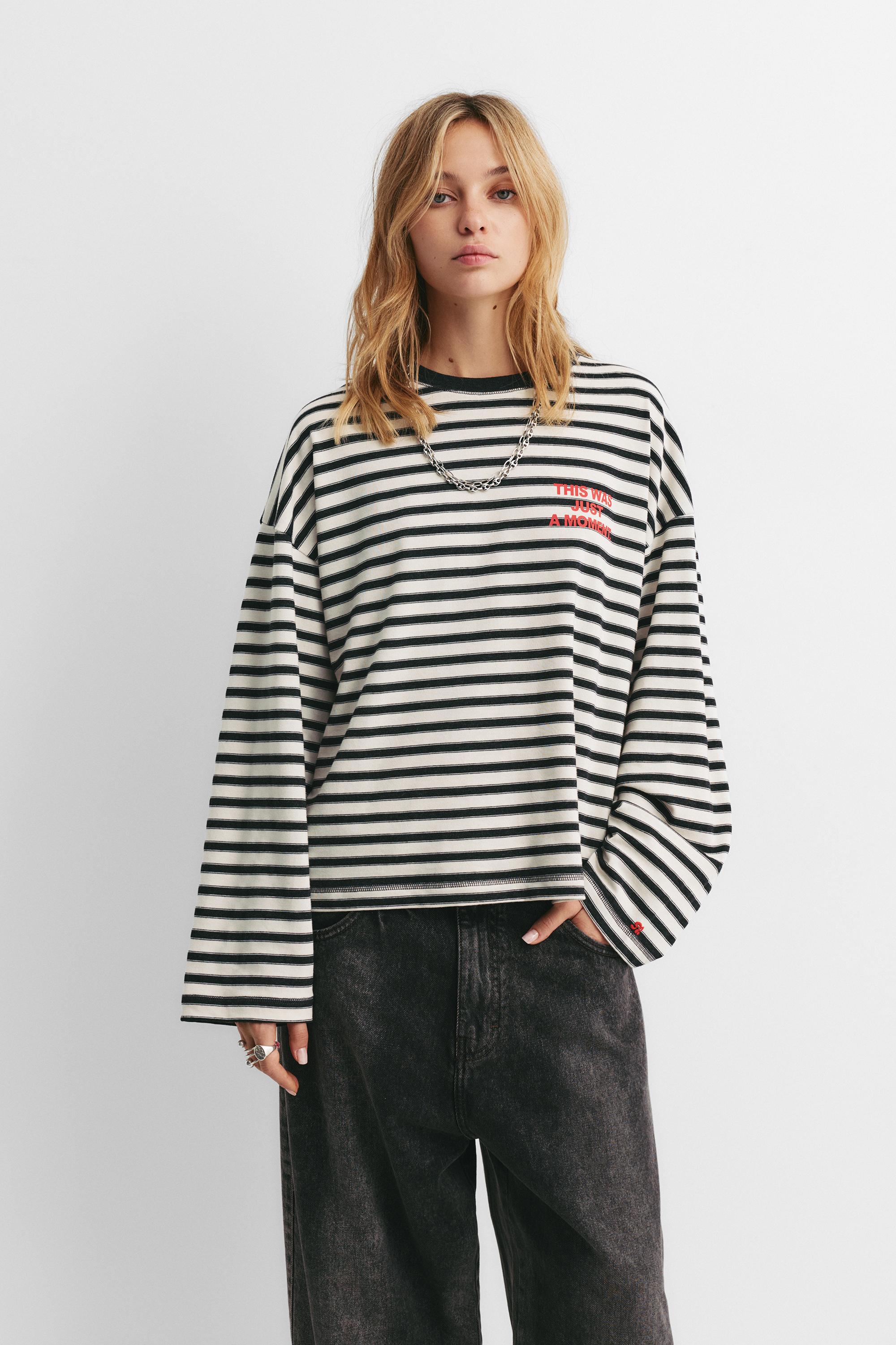 Striped T-shirt with text — Ice