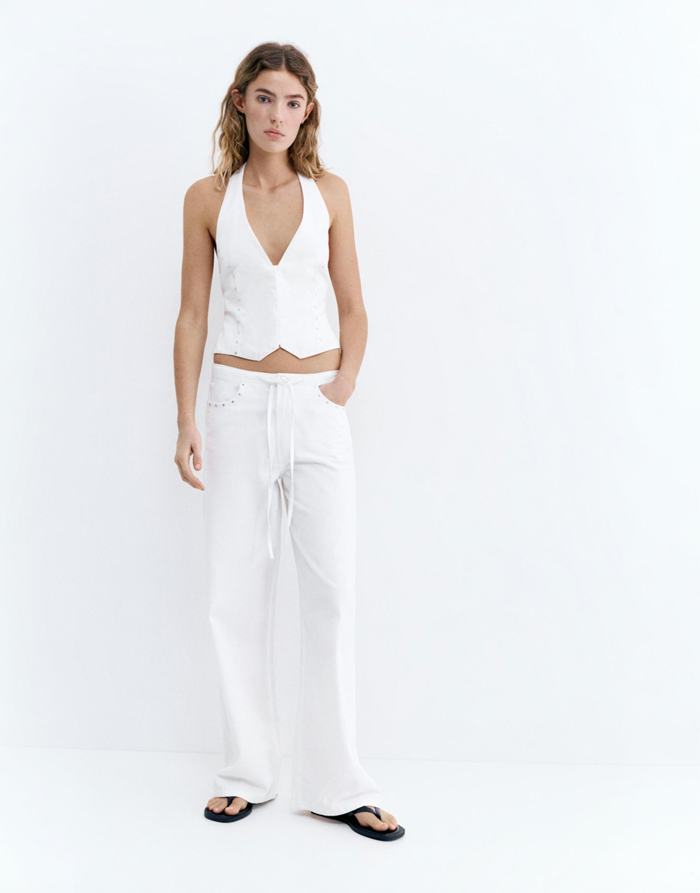 White studded halter top — White