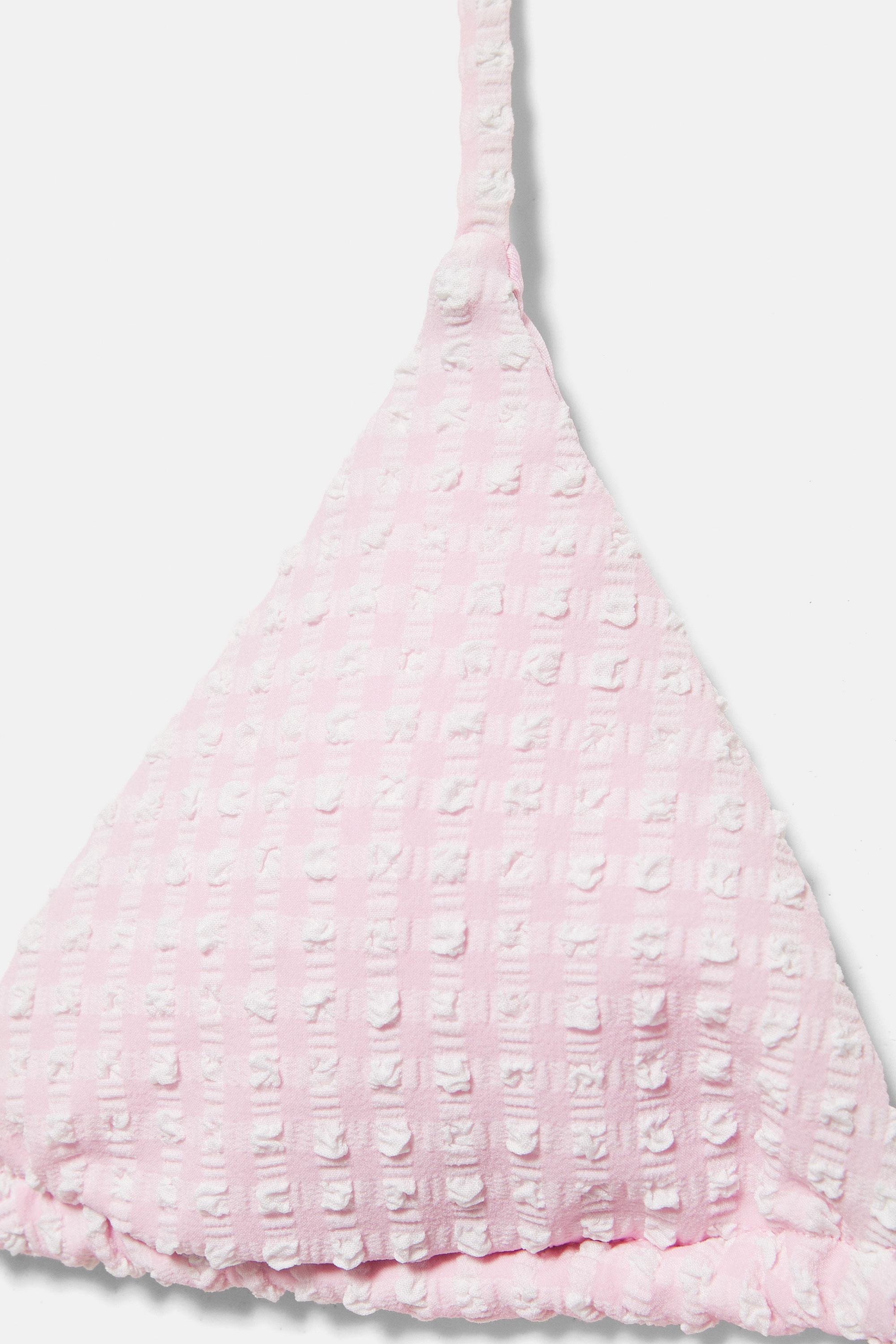 Gingham bikini top — Pink