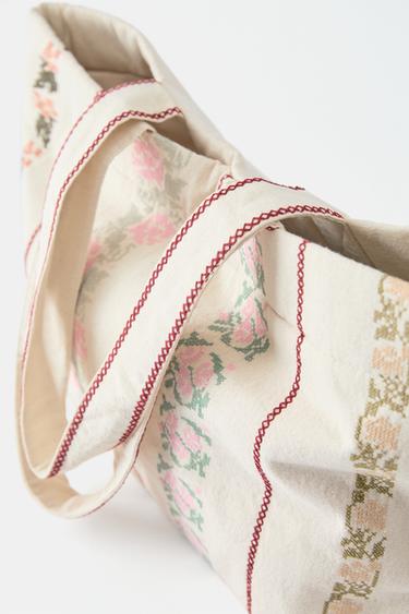 Embroidered tote bag — Ecru 4