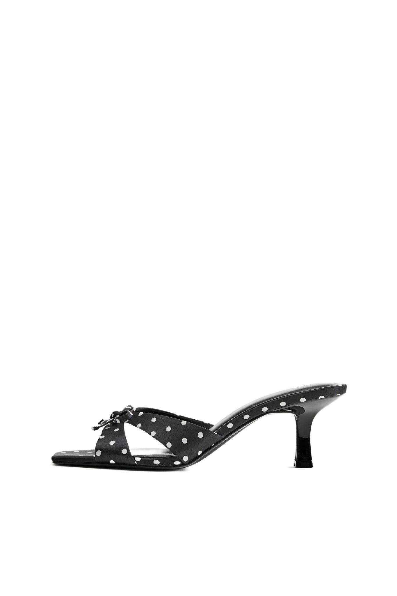 Polka dot heeled sandals — Black