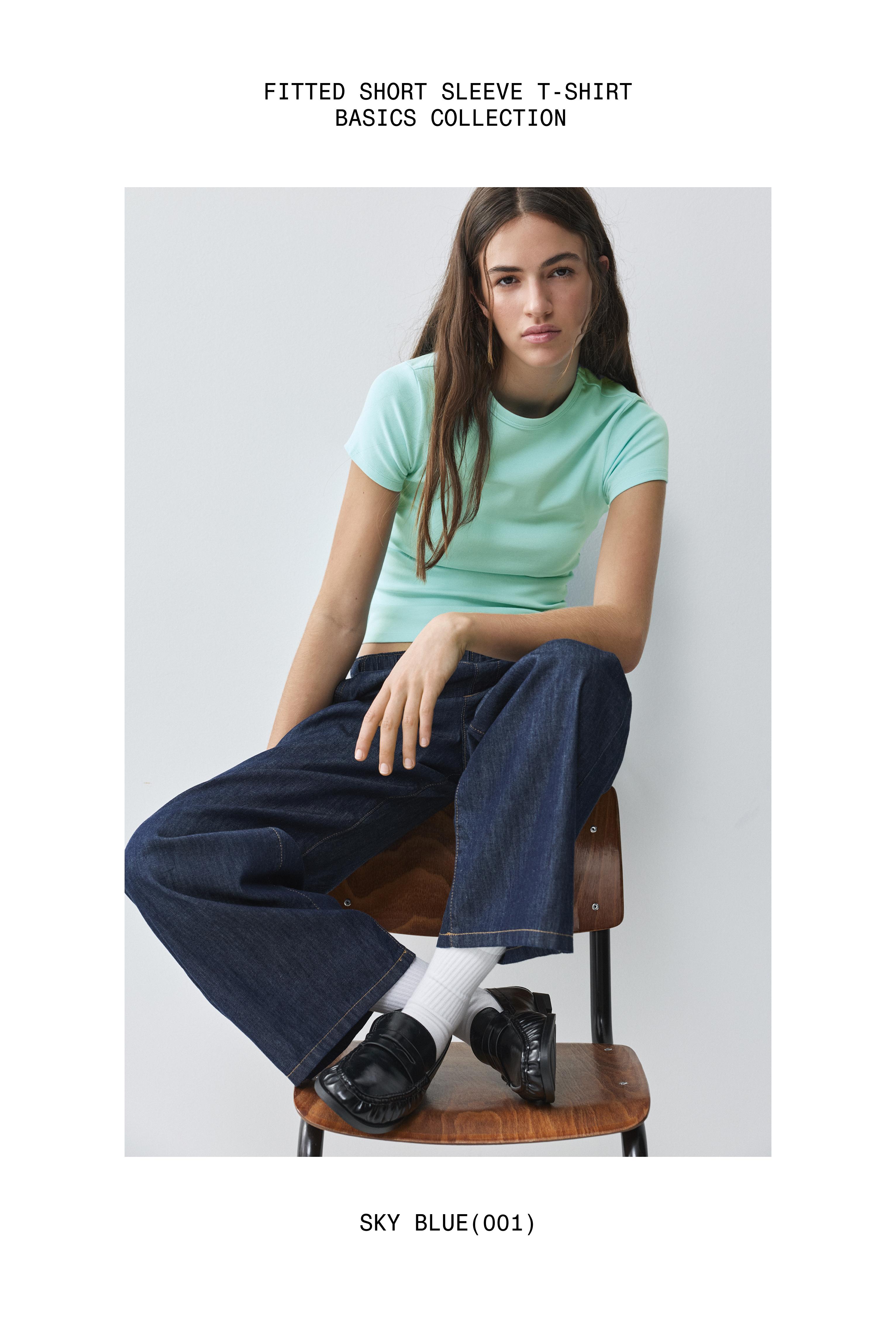 Fitted short sleeve T-shirt — Sky blue