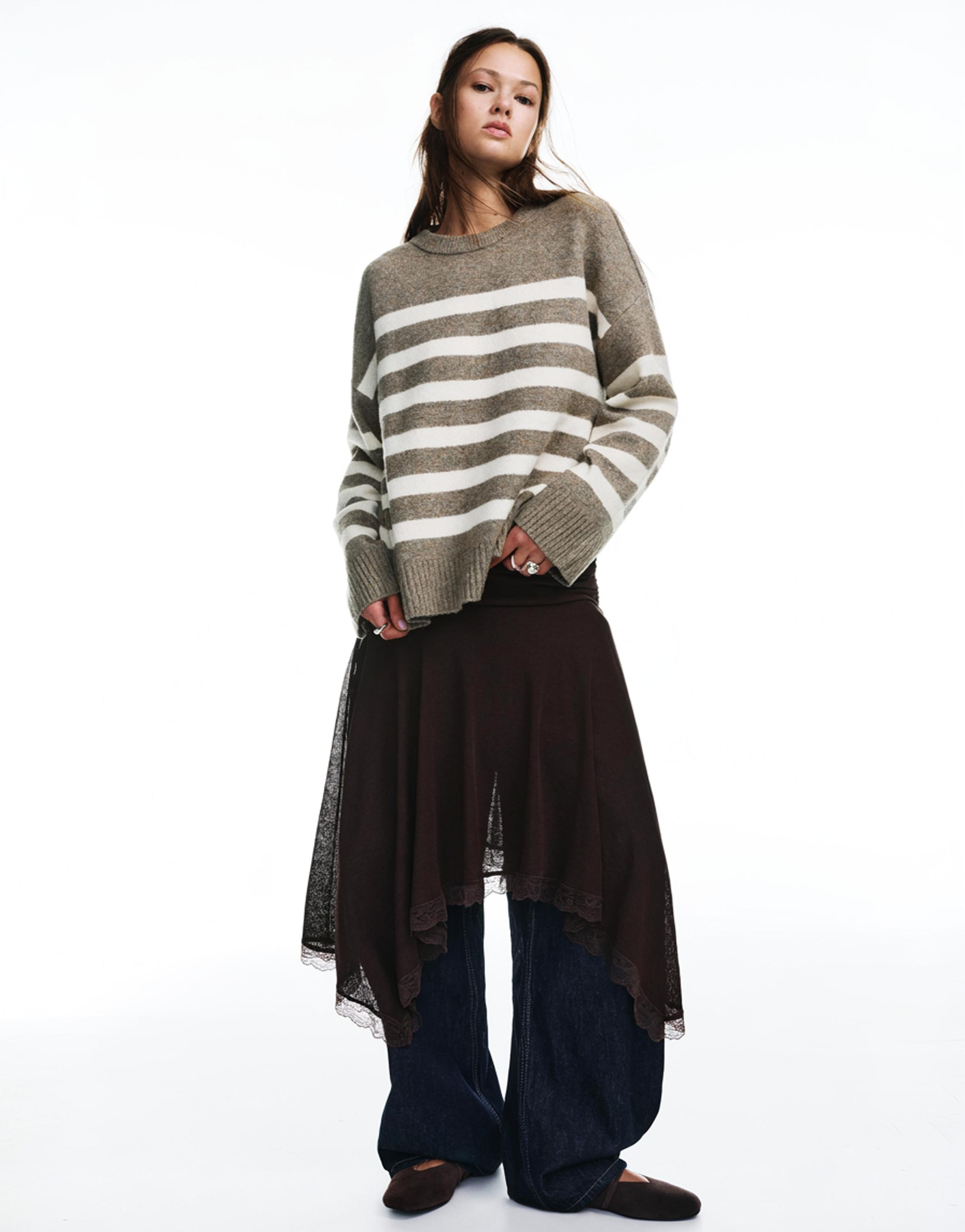 Striped jumper — Brown