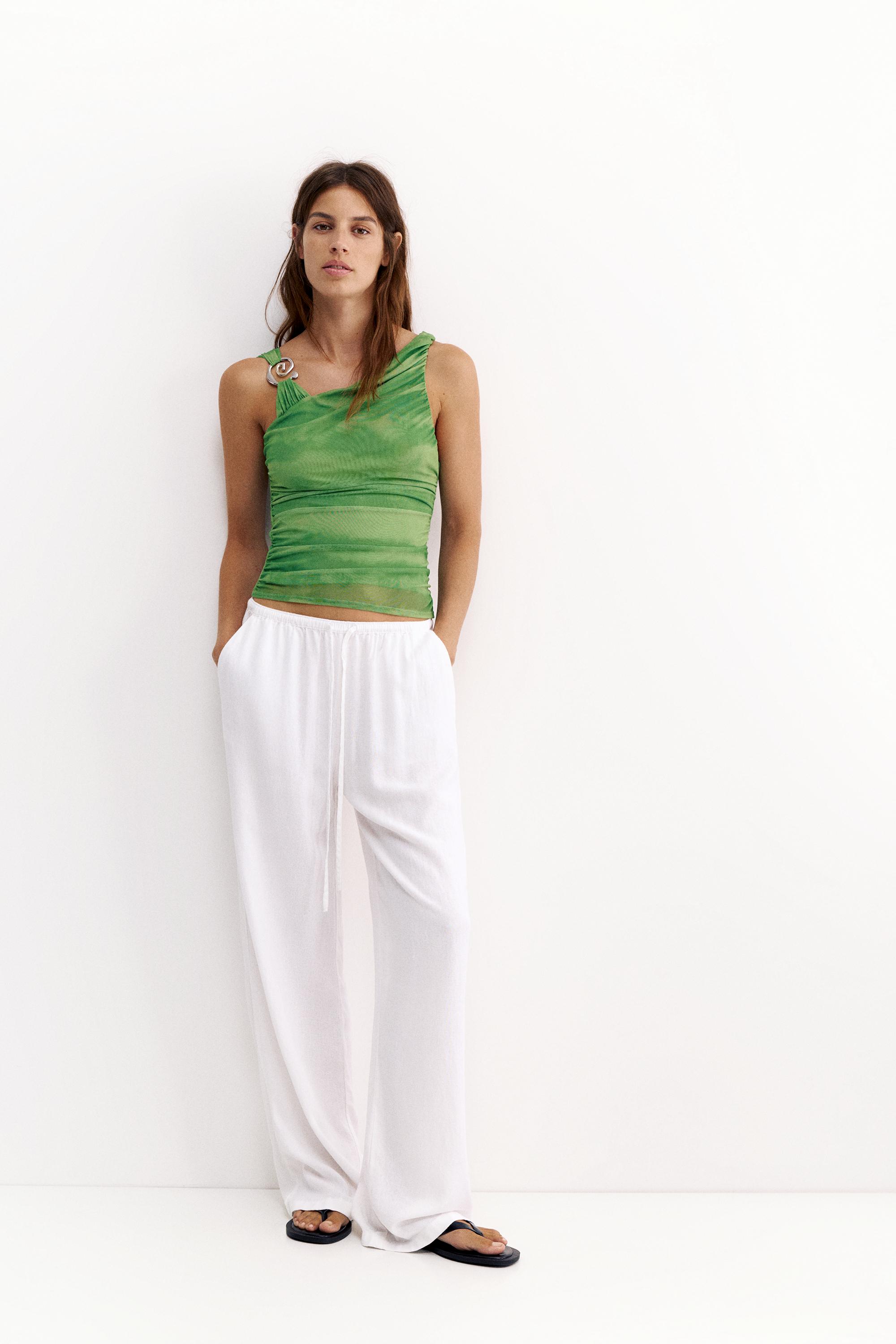 Draped asymmetric top — Green