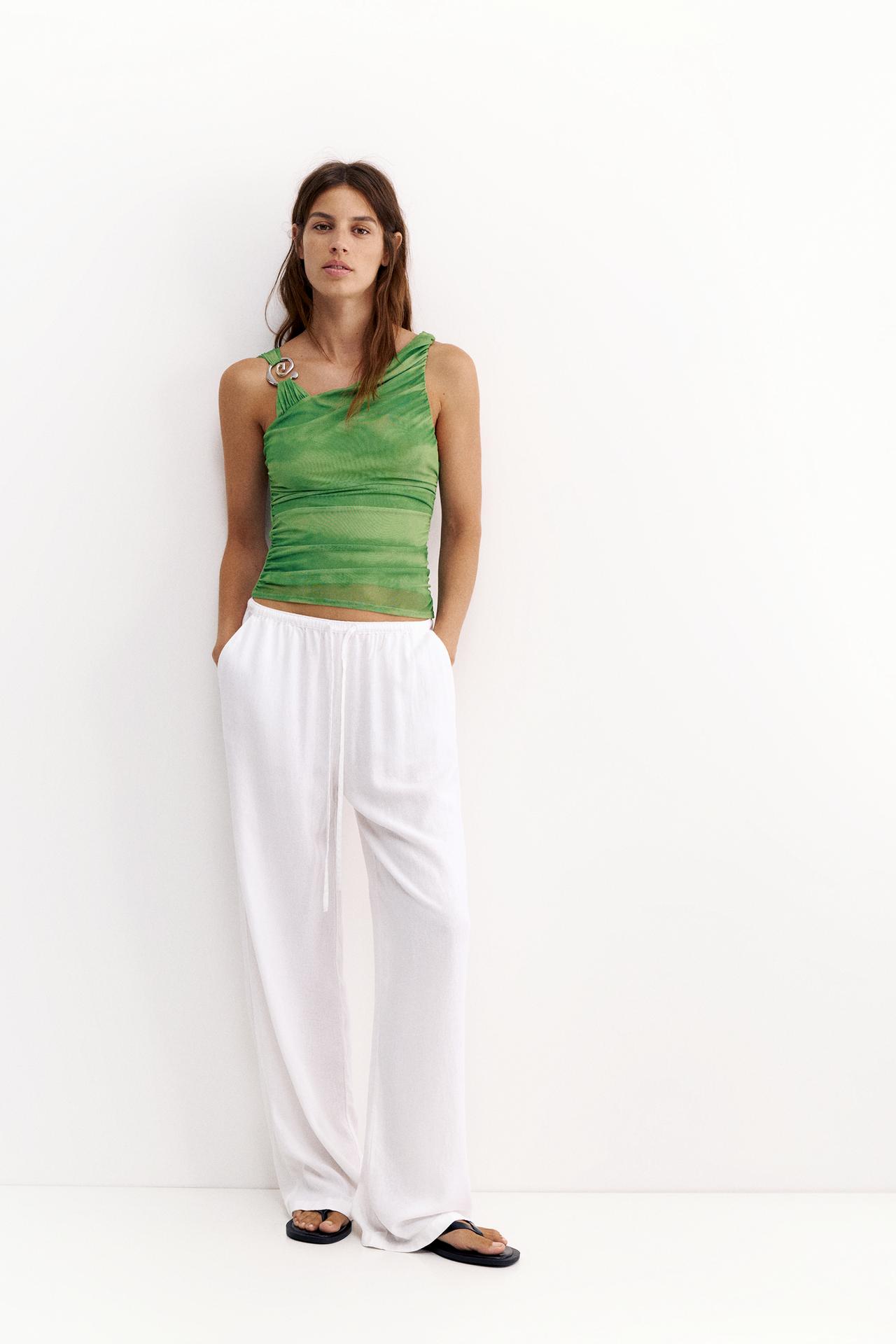 Draped asymmetric top — Green