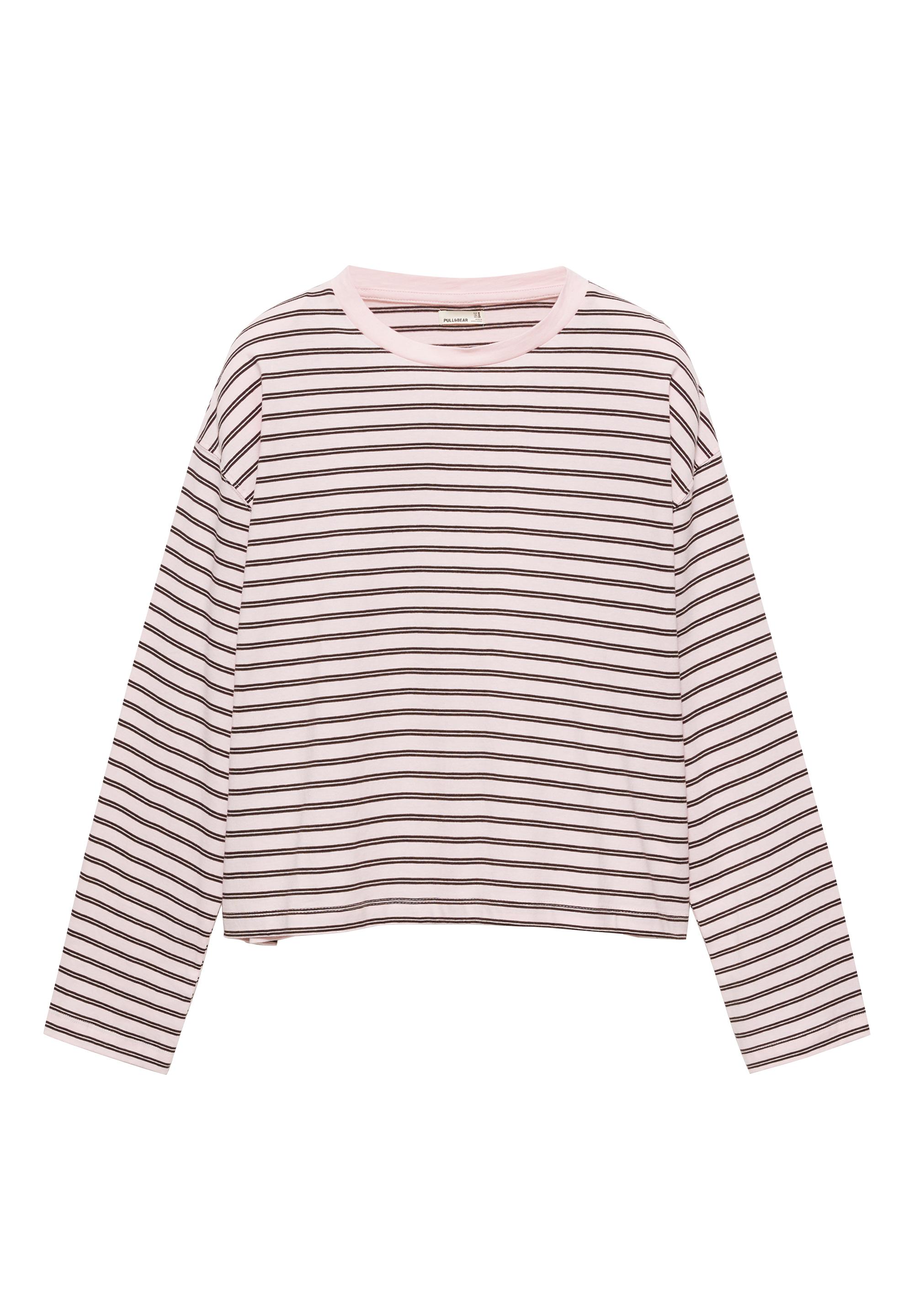 Boxy-fit long sleeve T-shirt — Striped
