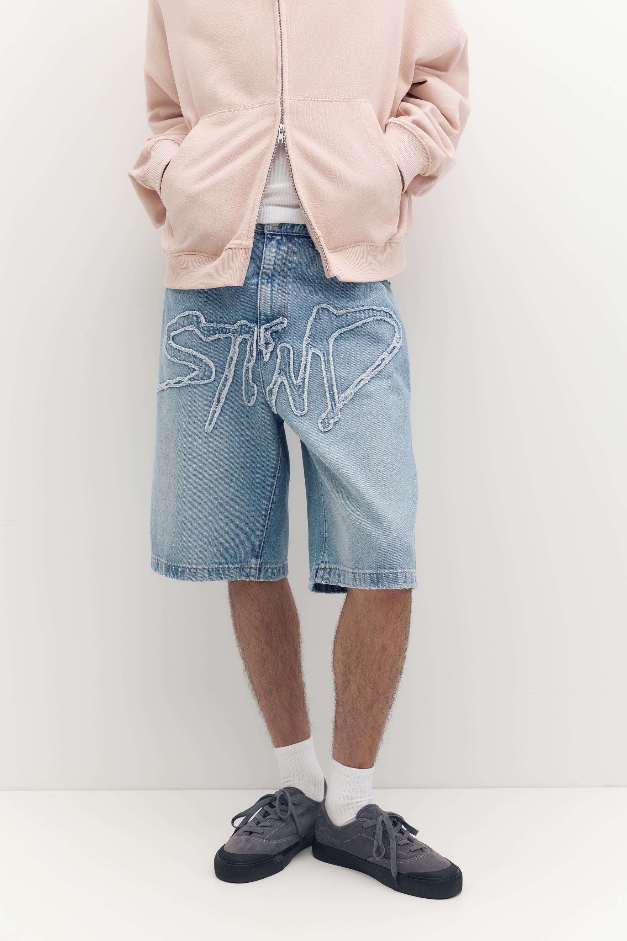 STWD skater denim Bermuda shorts — Pale indigo