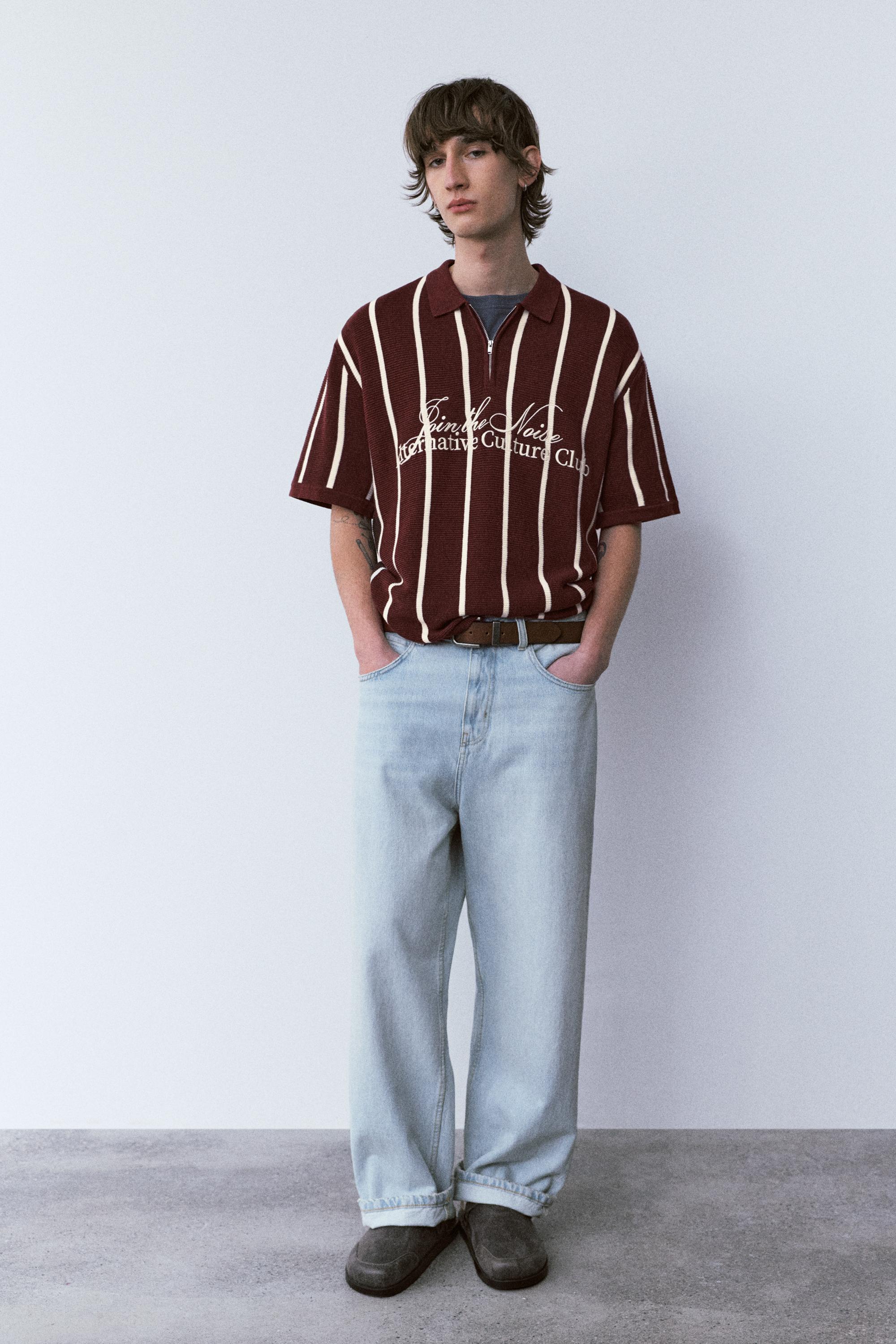 Fermuarlı çizgili triko polo - Görsel 7