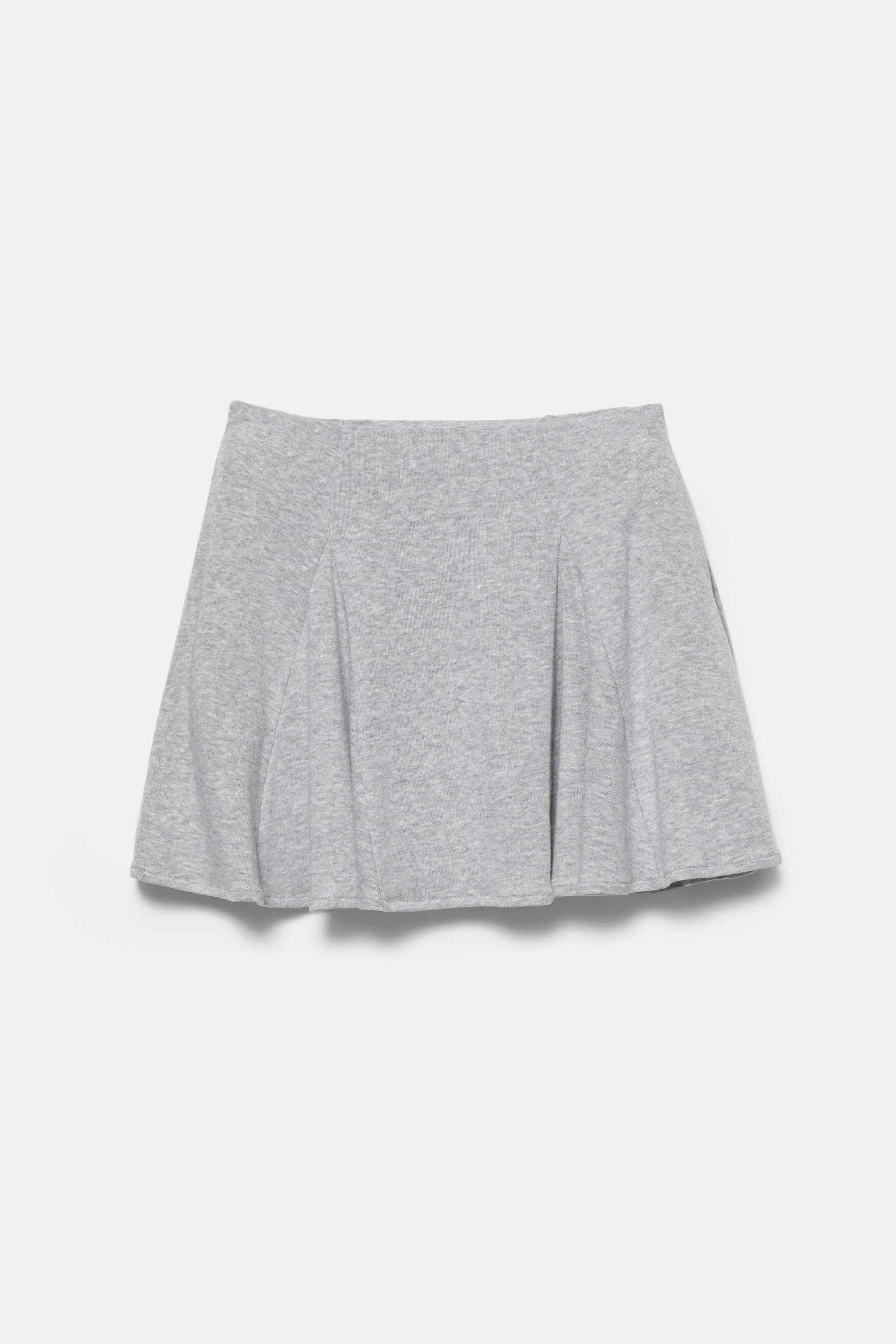 Ruffled mini skirt — Grey marl