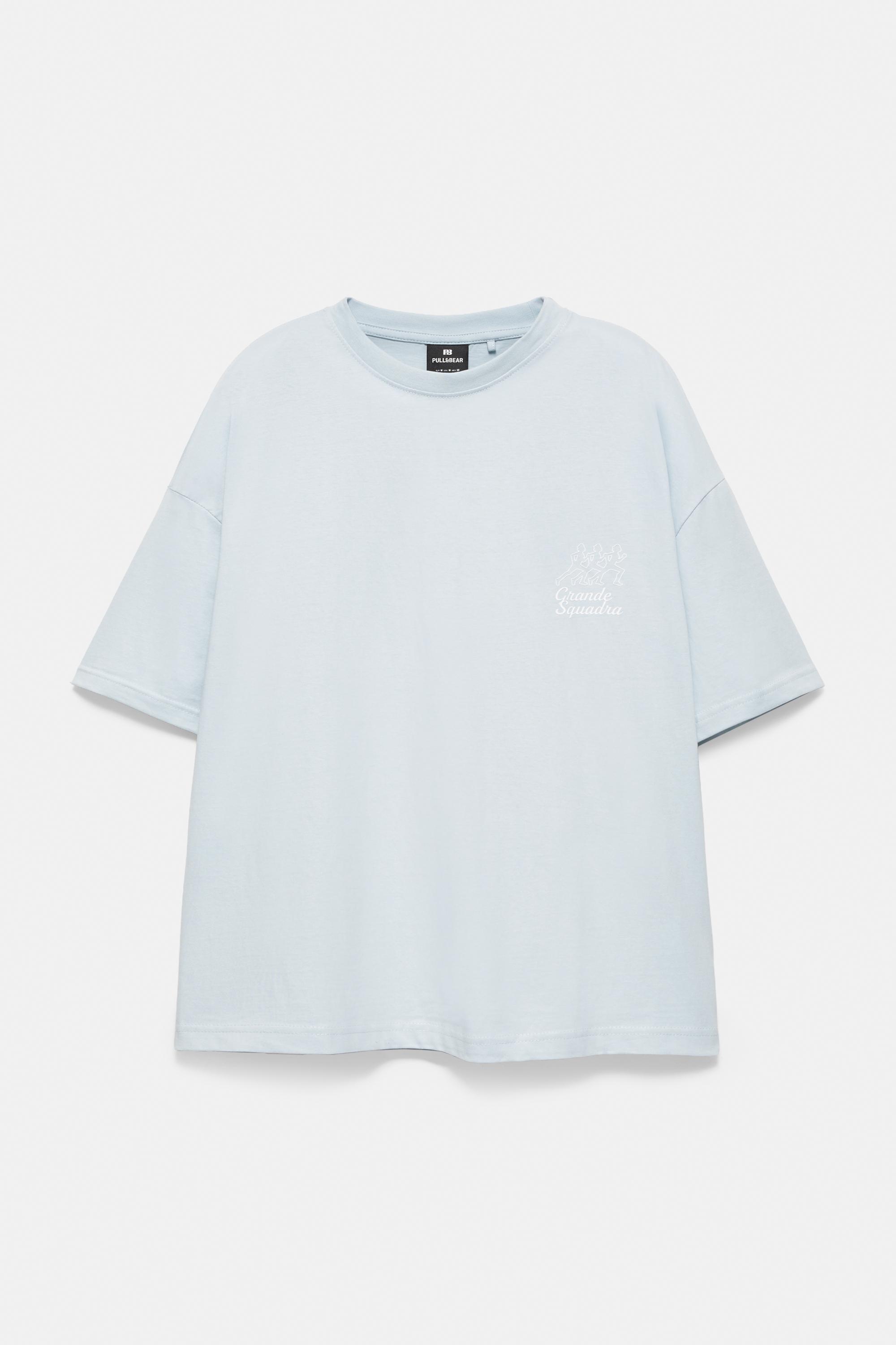 Boxy-fit T-shirt with graphic — Pale blue