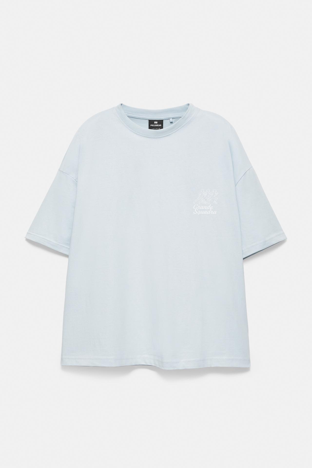 Boxy-fit T-shirt with graphic — Pale blue