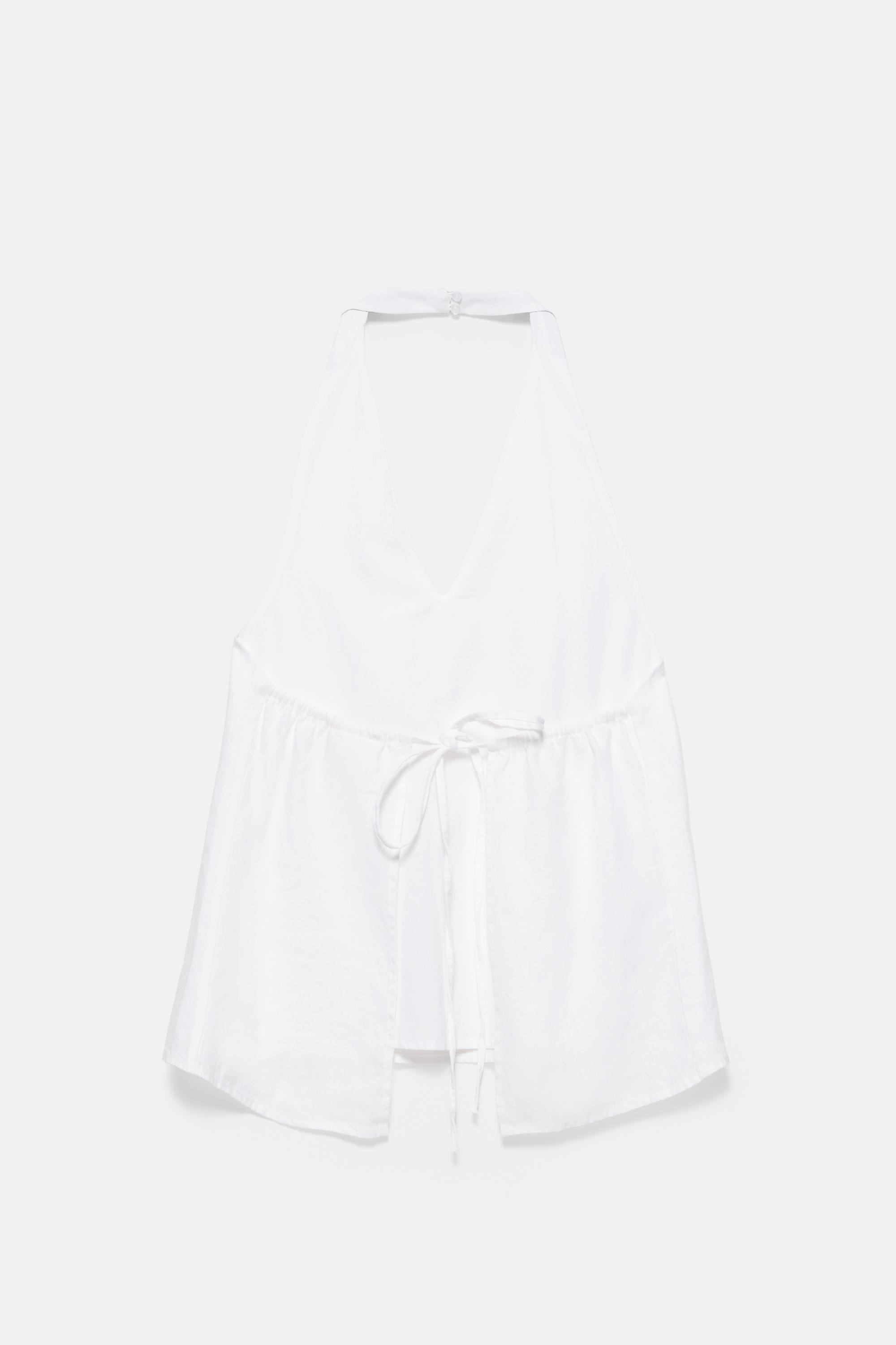 100% linen halter top — White
