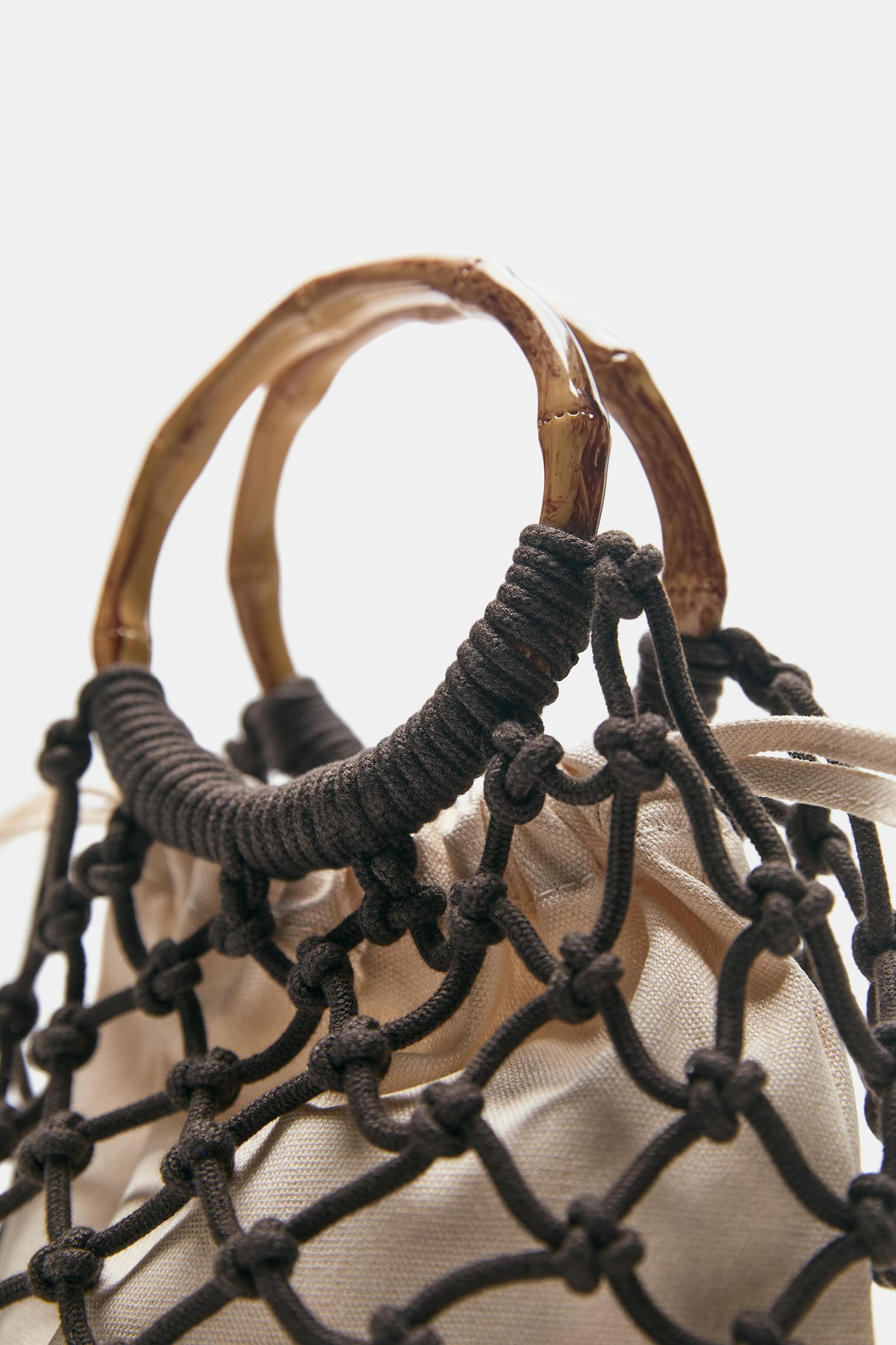 Mesh handbag — Brown