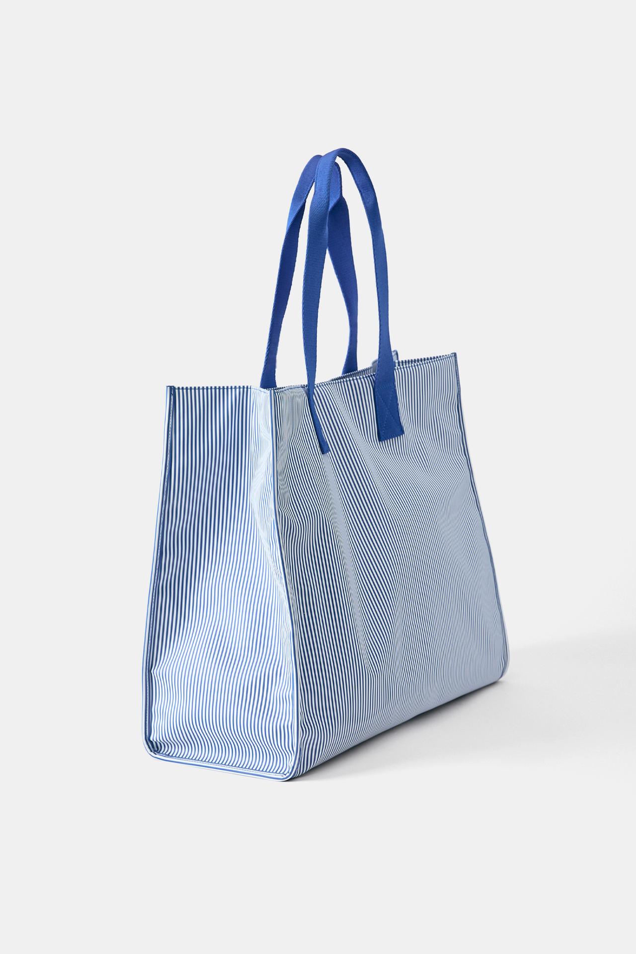 Striped shopper bag — Blue