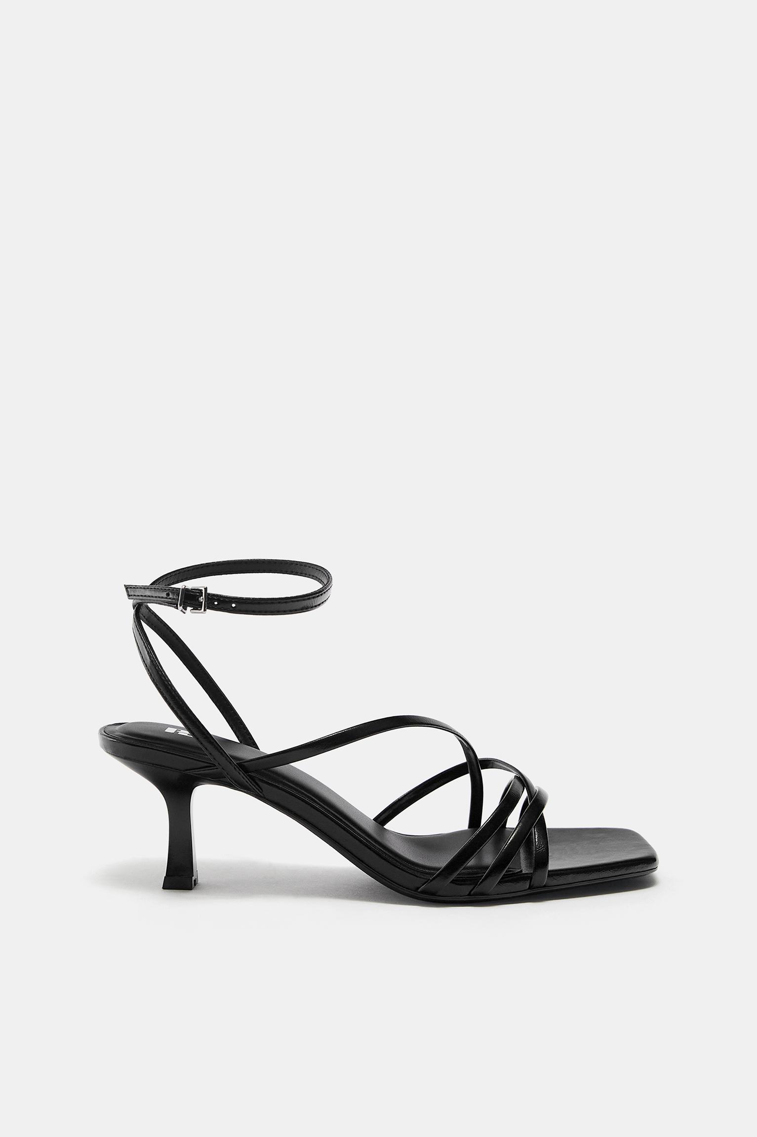Strappy high-heel sandals — Black