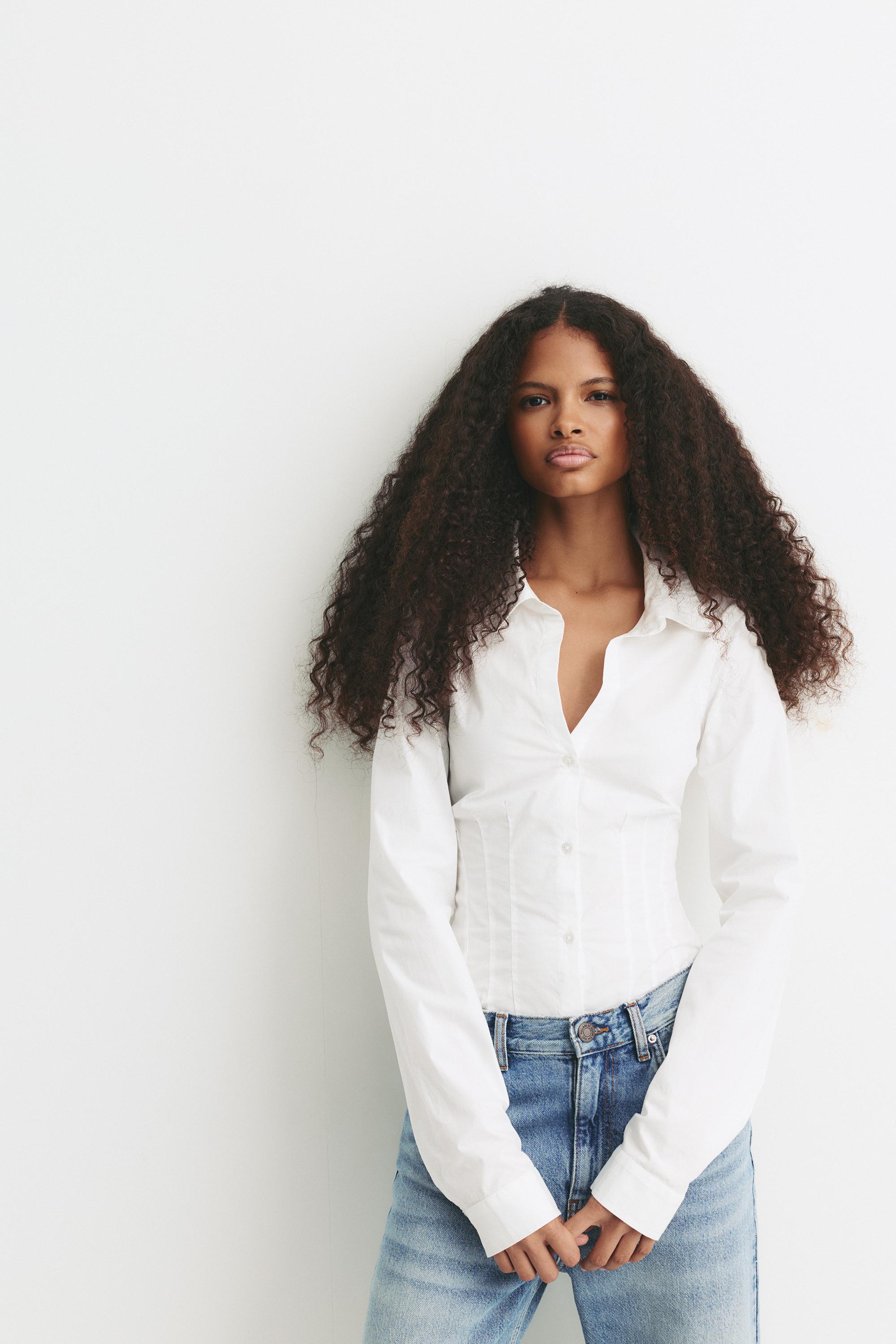 Poplin yırtmaçlı dar kesim gömlek - Görsel 52