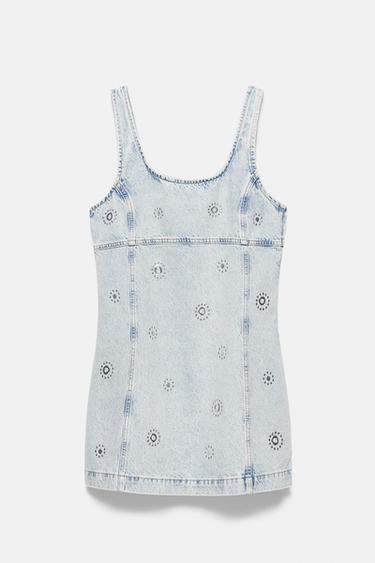 Short studded denim dress — Pale blue 2