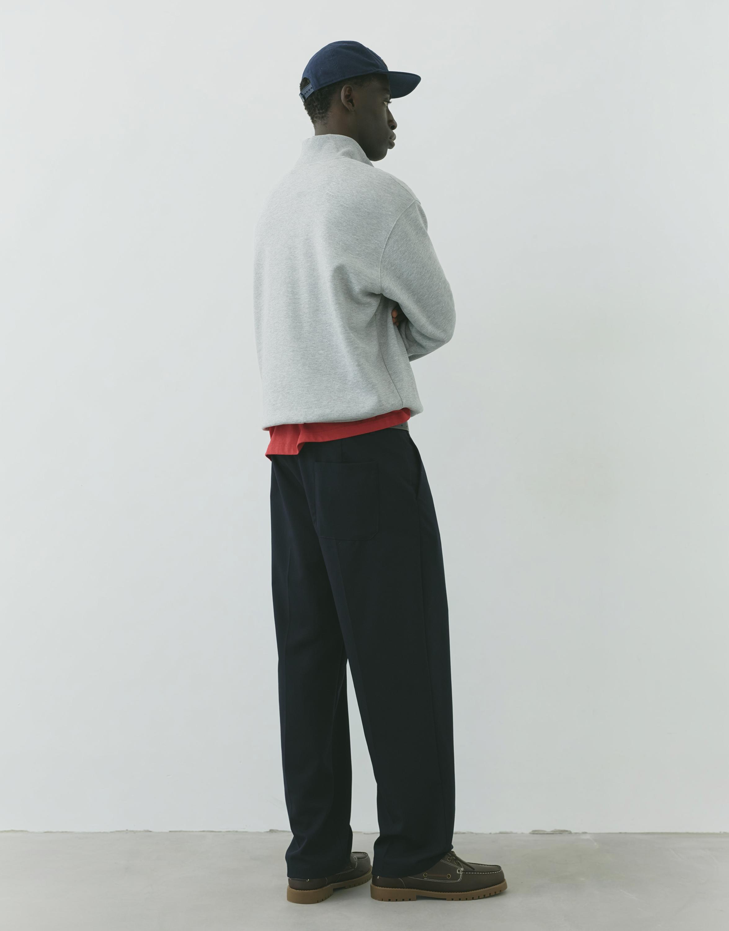 Wide-leg tailored trousers — Navy