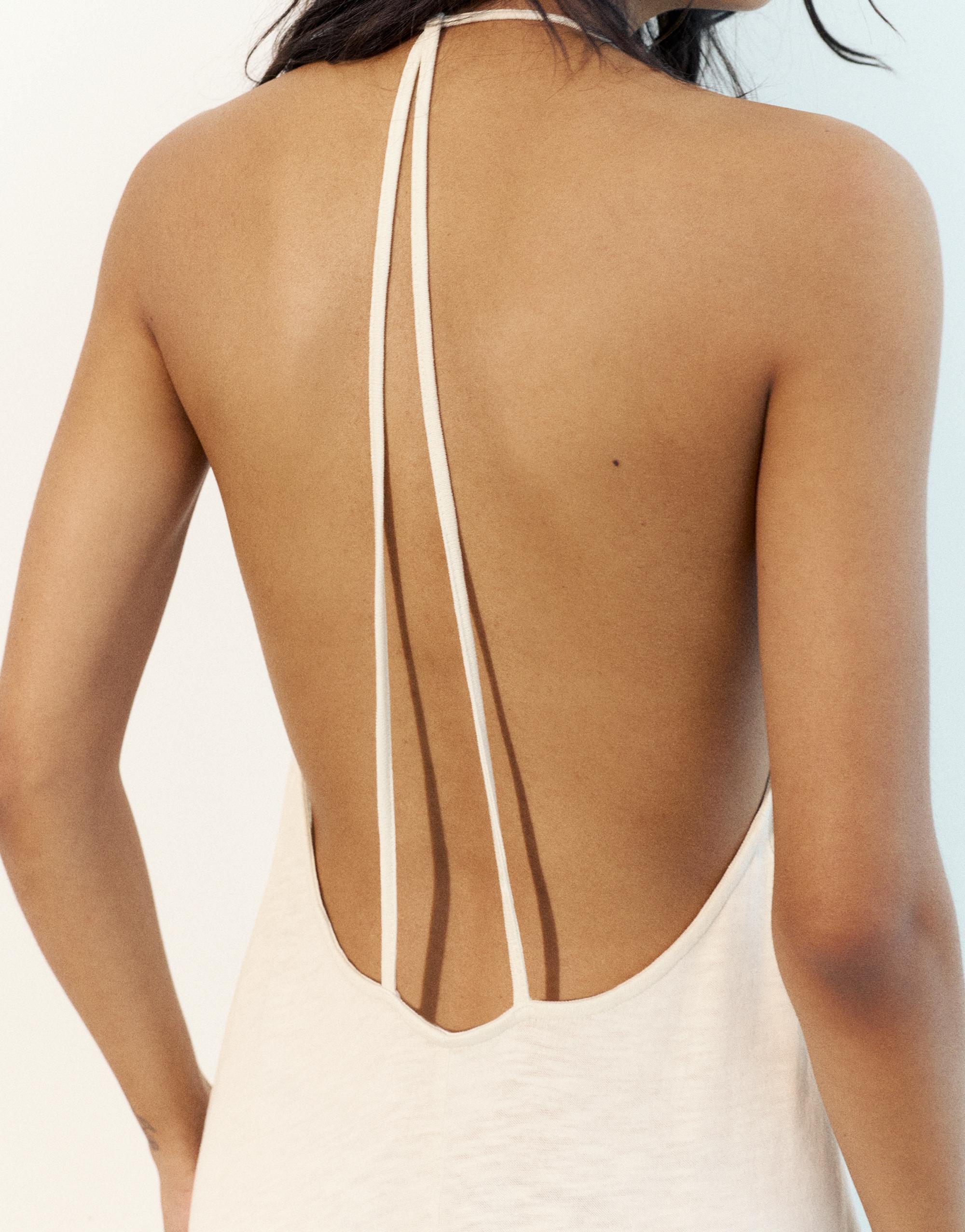Strappy back midi dress — Ecru