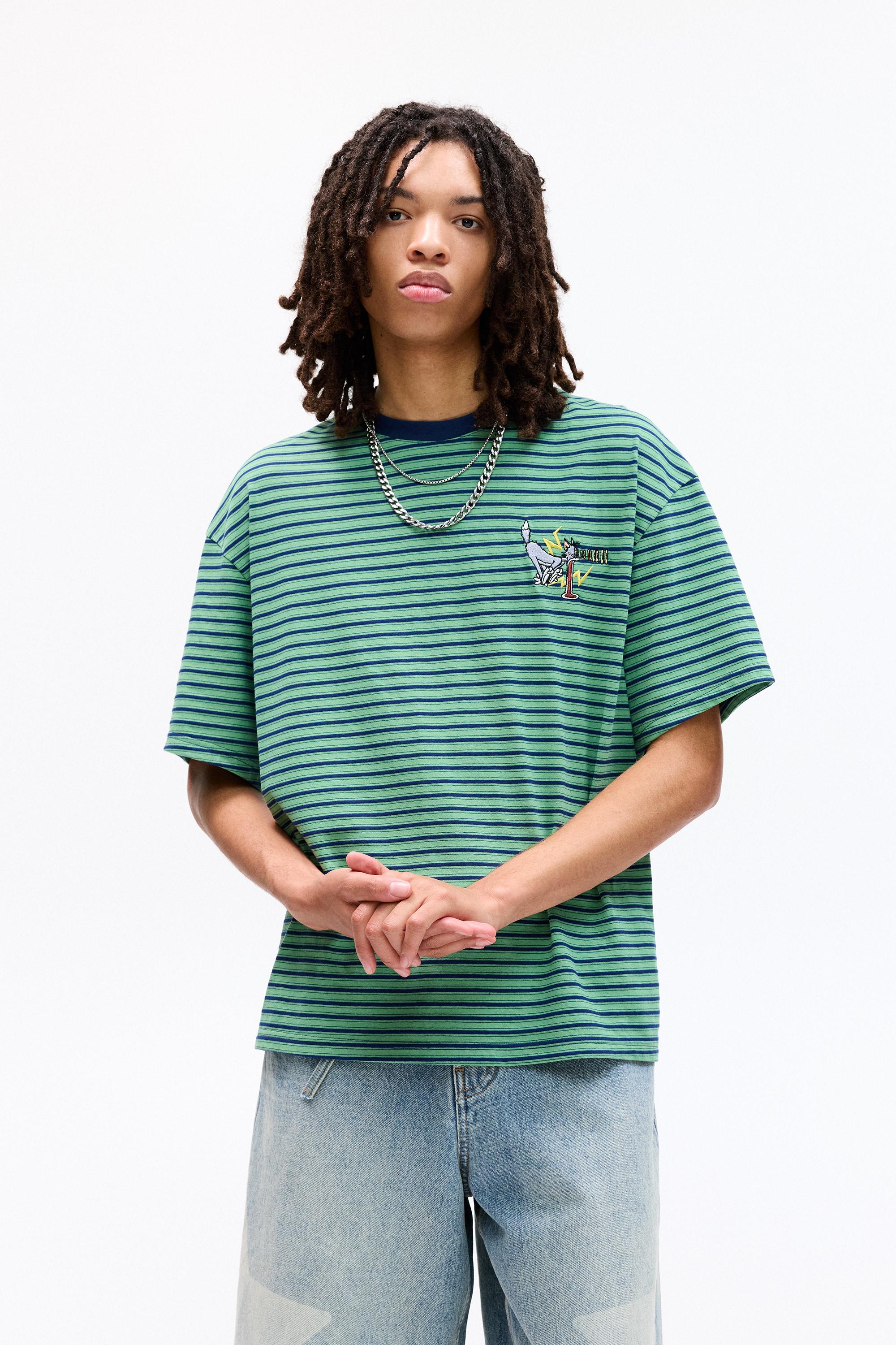 Gestreiftes Tom-Und-Jerry-T-Shirt Mit Stickerei