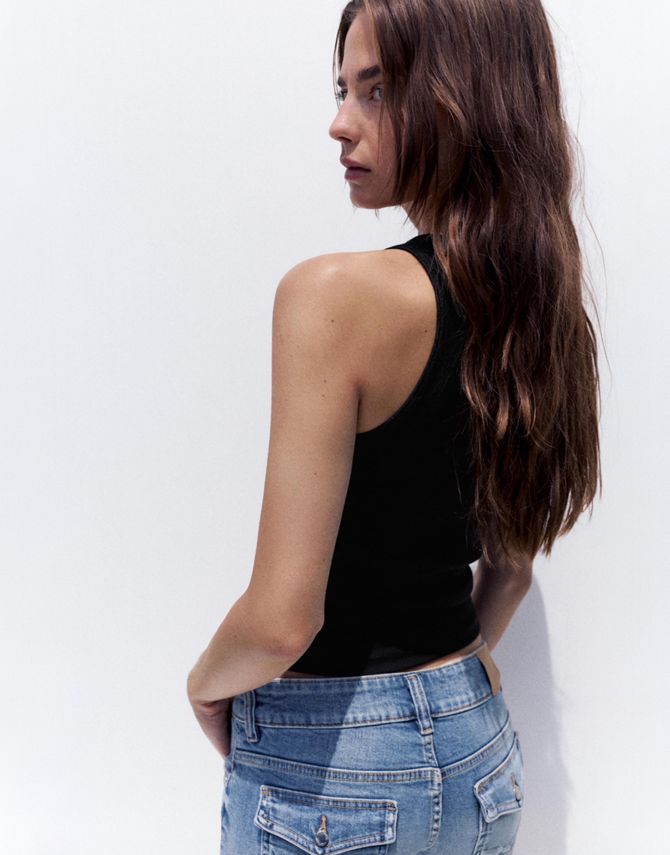 Ibiza rhinestone tank top — Black