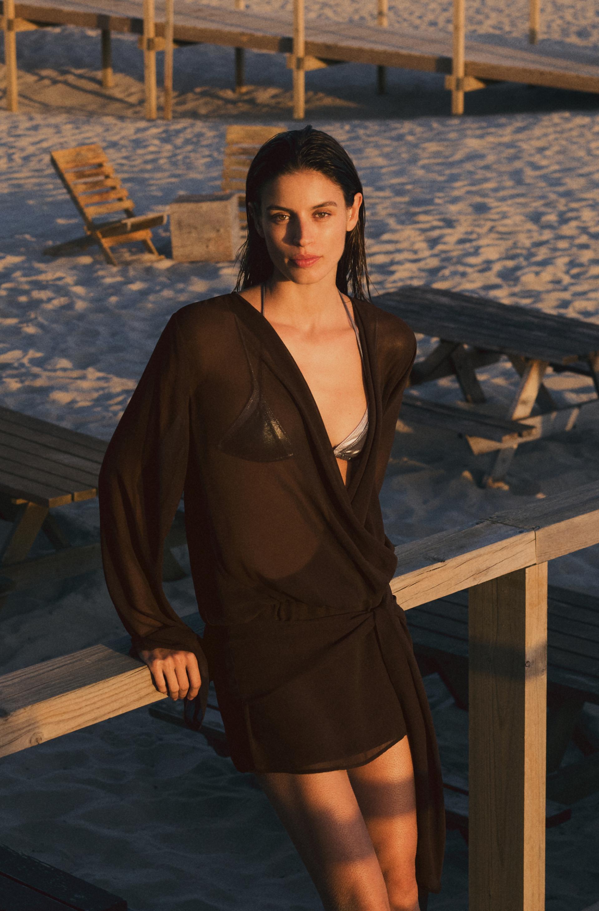 Draped wrap dress — Brown