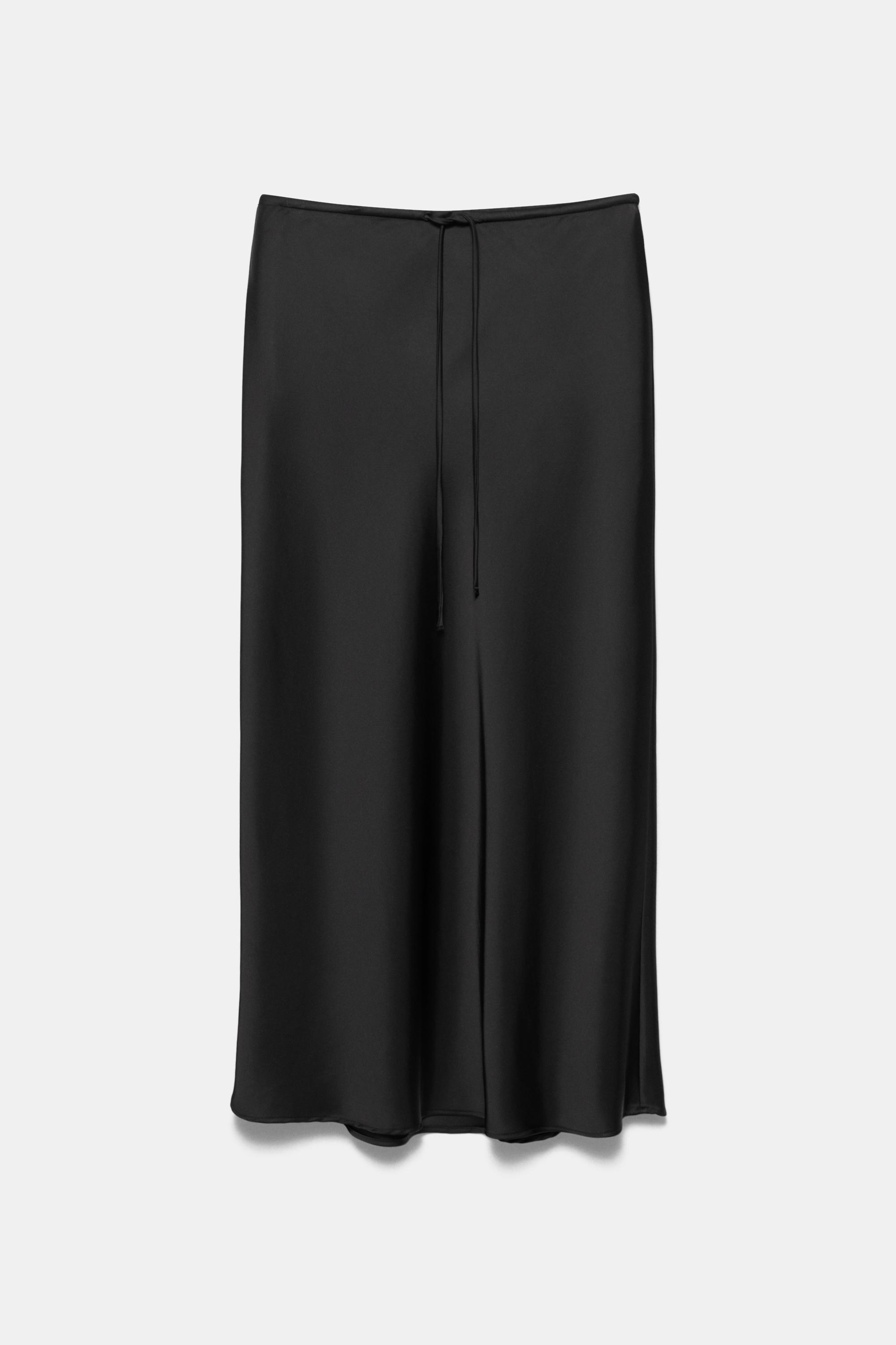 Satin midi skirt — Black