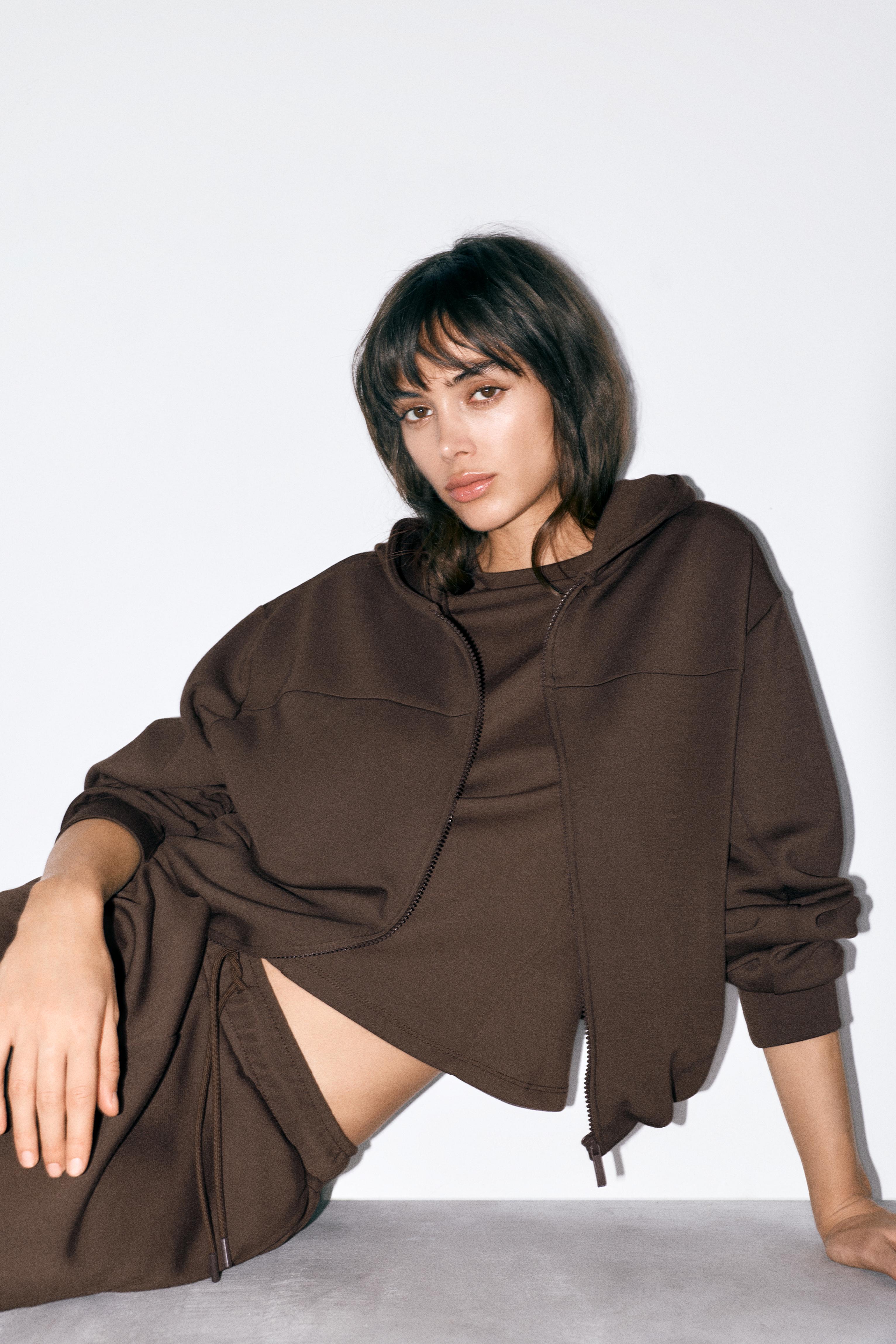 Soft touch hooded sweatshirt — Brown