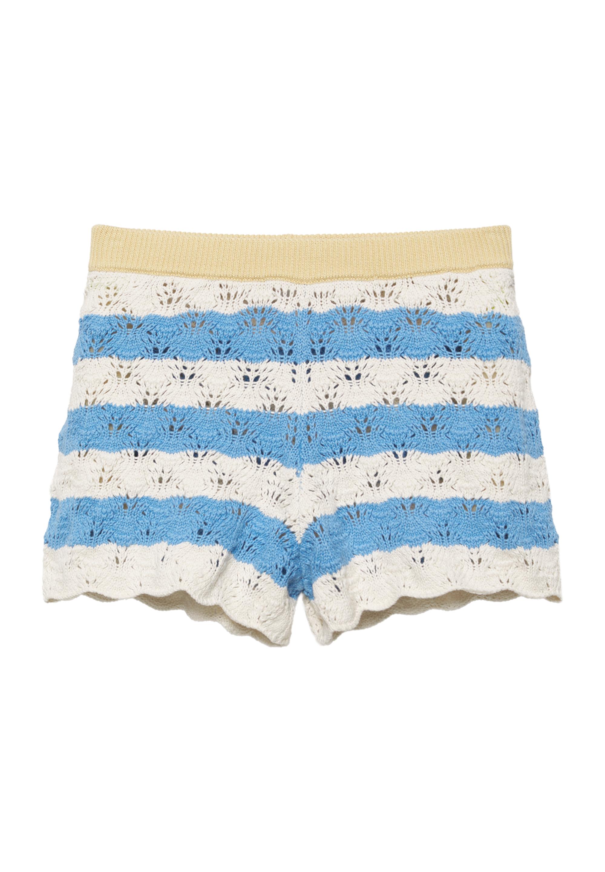 Striped crochet shorts — Pale blue