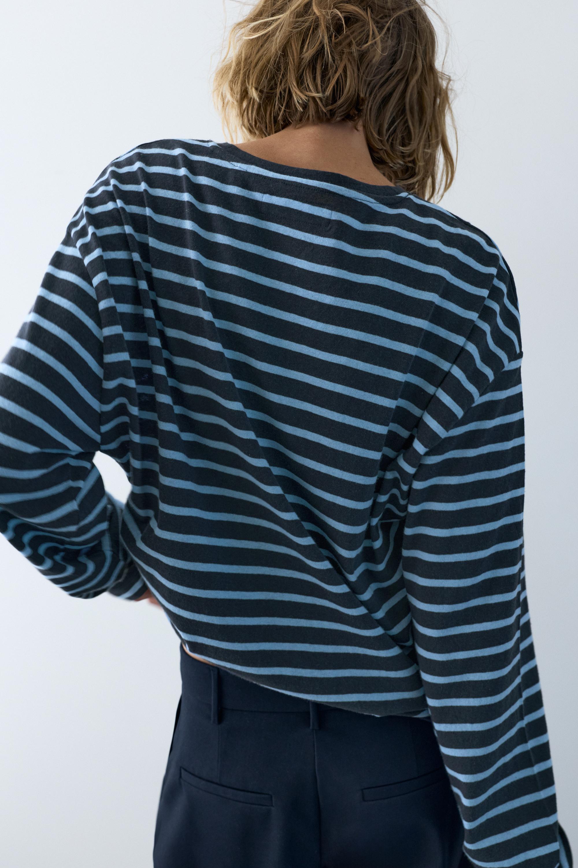 Çizgili uzun kollu t-shirt - Görsel 23