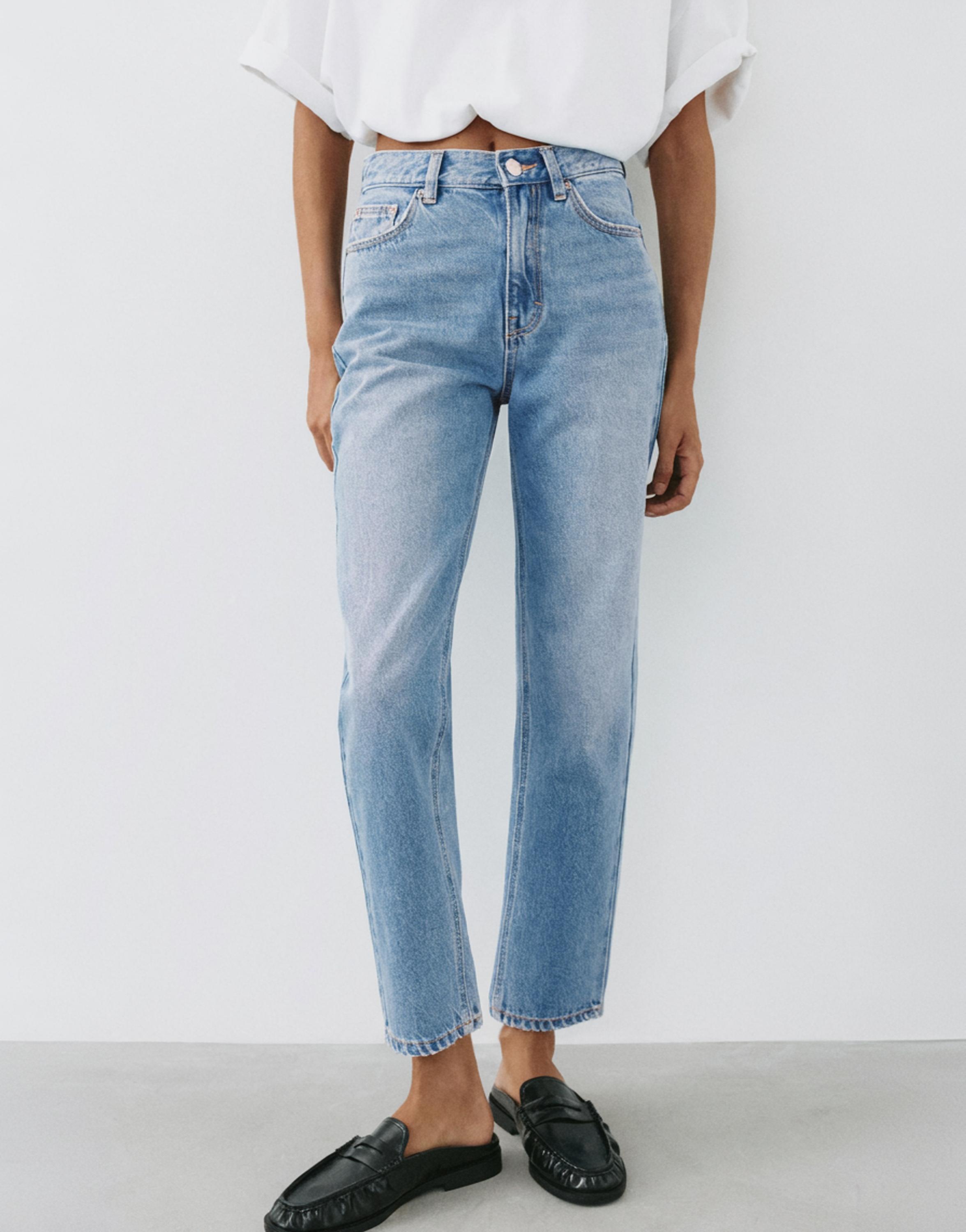 High-waist mom jeans — Medium blue